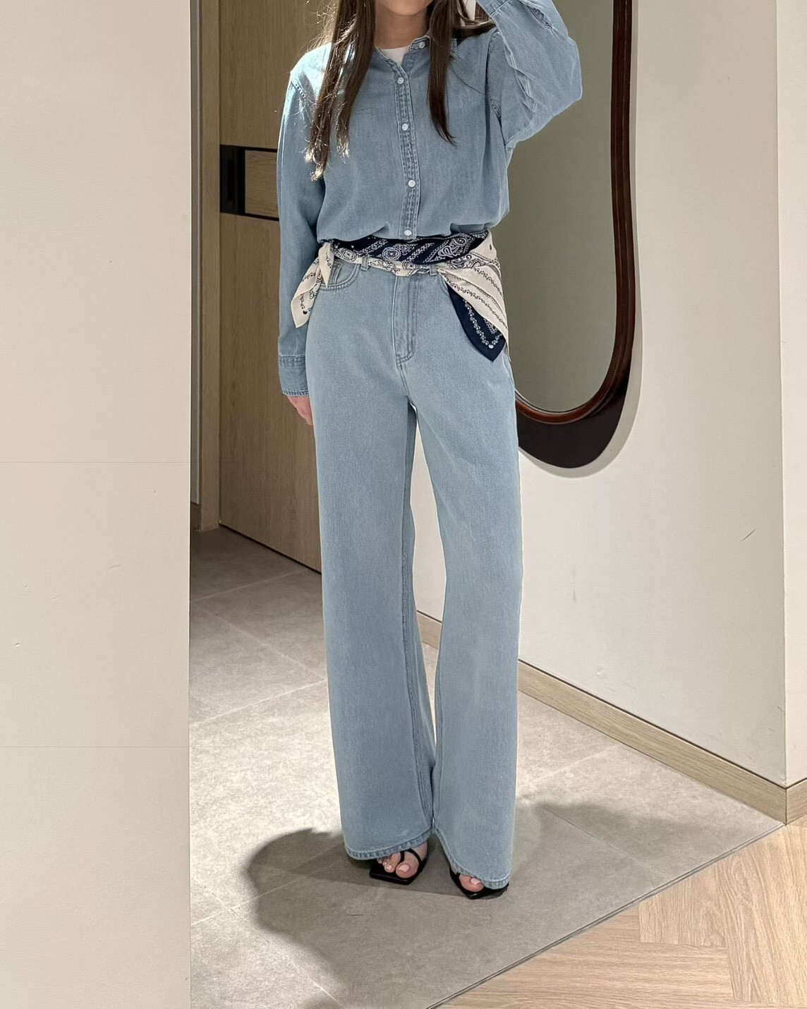 HABLR  淺藍水洗丹寧襯衫