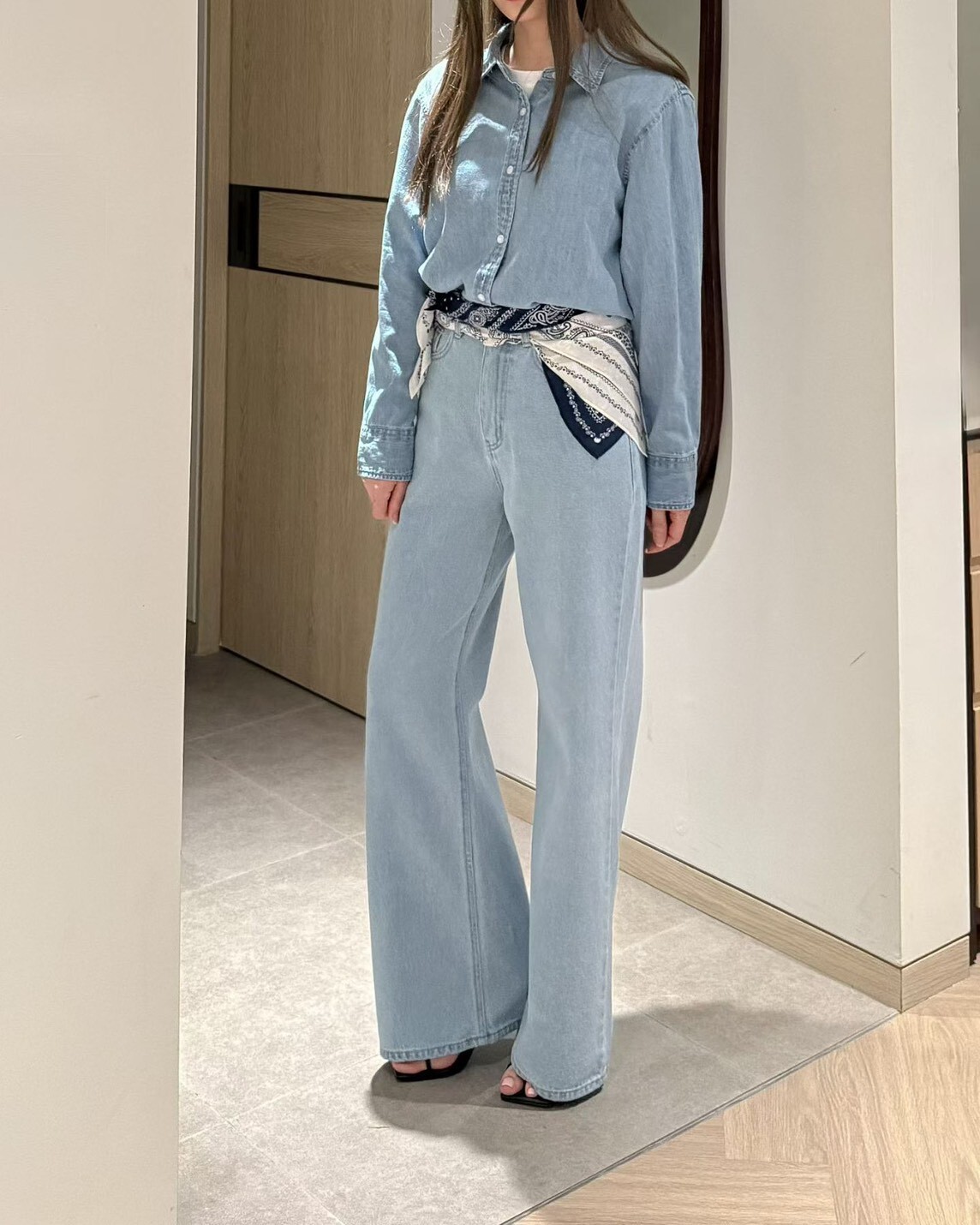 HABLR  淺藍水洗丹寧襯衫