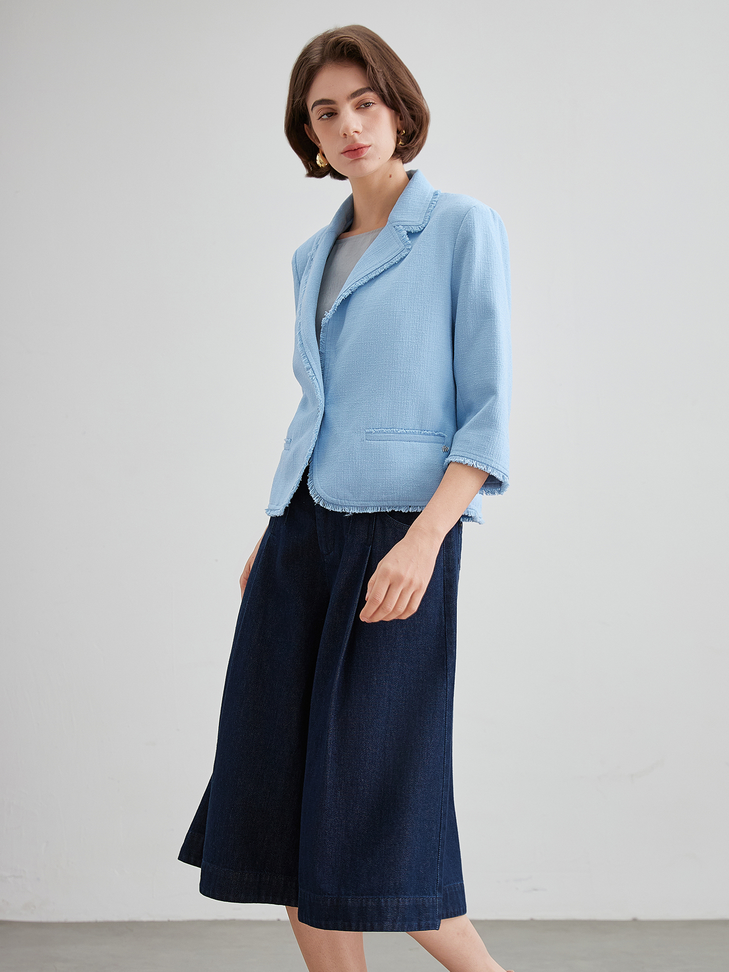 mi-tu 磨毛邊西裝外套