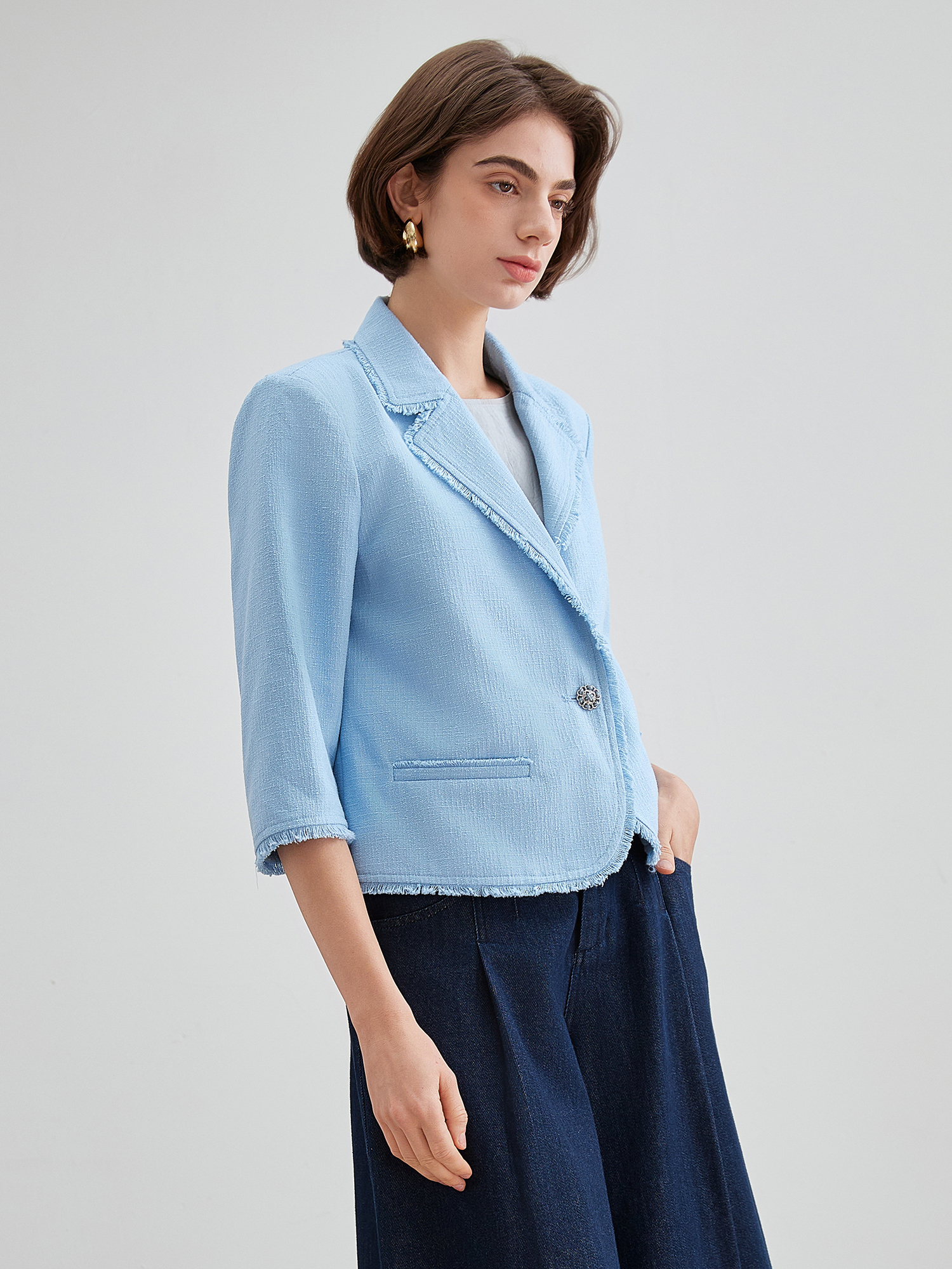 mi-tu 磨毛邊西裝外套