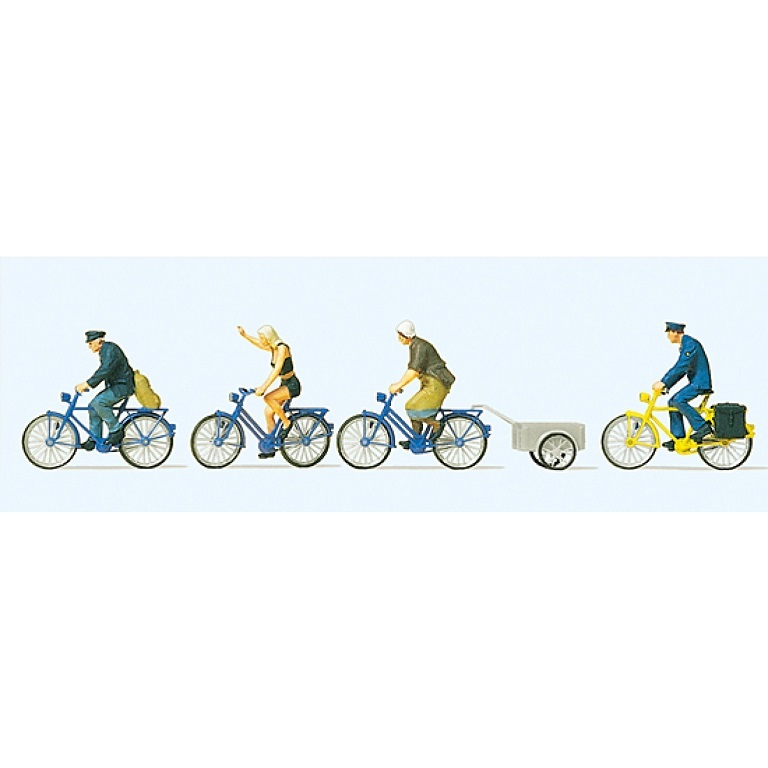 Preiser 10507 HO scale, Cyclist with bike trailer