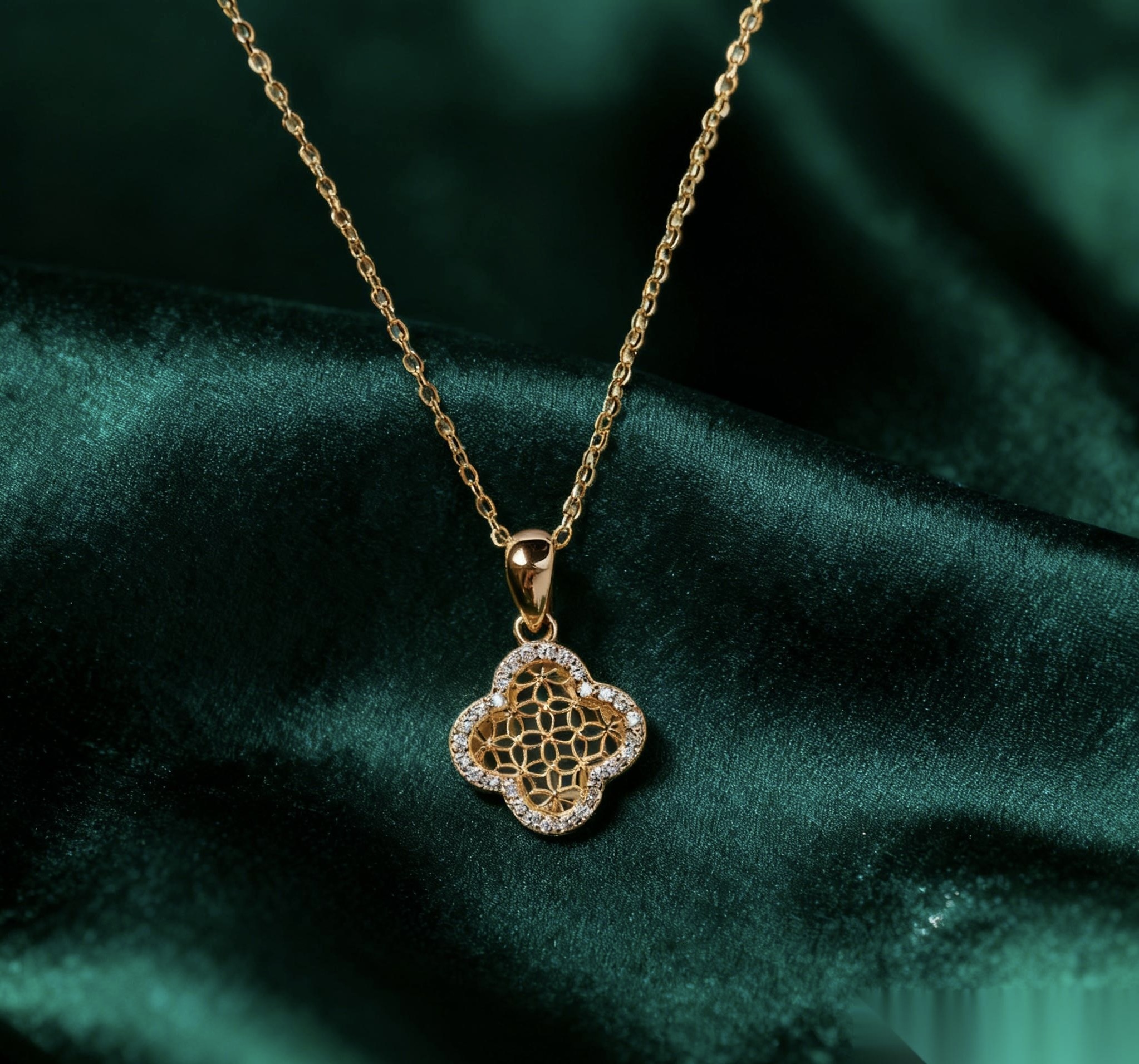 (Y1) 四葉草窗 項鏈 S925 復古金- #X0220901 #AP2604