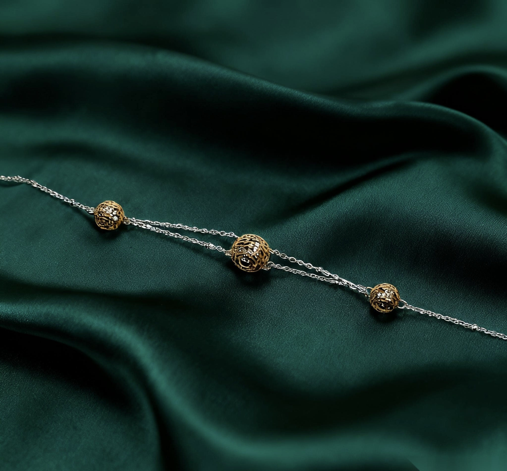 (N1) 綺夢金紋 手鏈 S925 復古金+厚銀- #S0200801 #AP2604