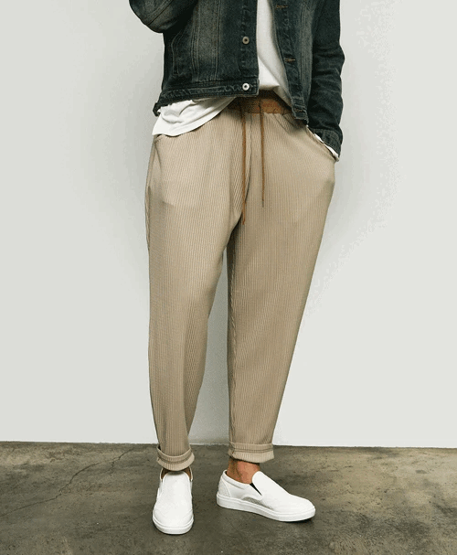 褶襉氣球休閒褲