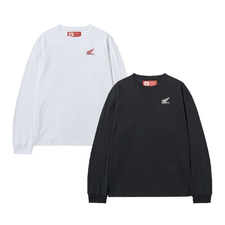 【預購】K031361 Honda  原創翅膀標誌長袖上衣（白 / 黑）[兩件裝]