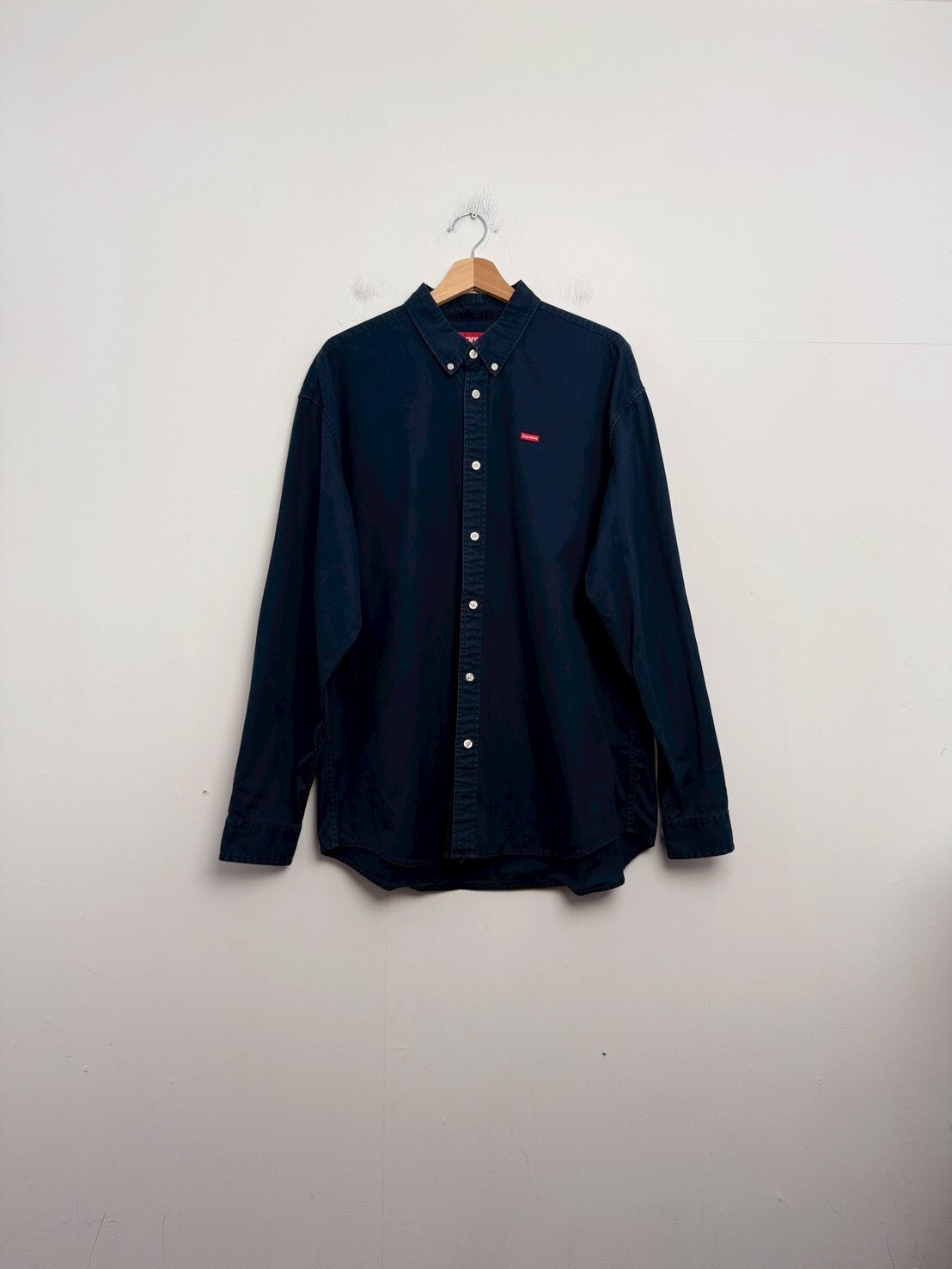 SUPREME 23FW SMALL BOX SHIRT NAVY SIZE L