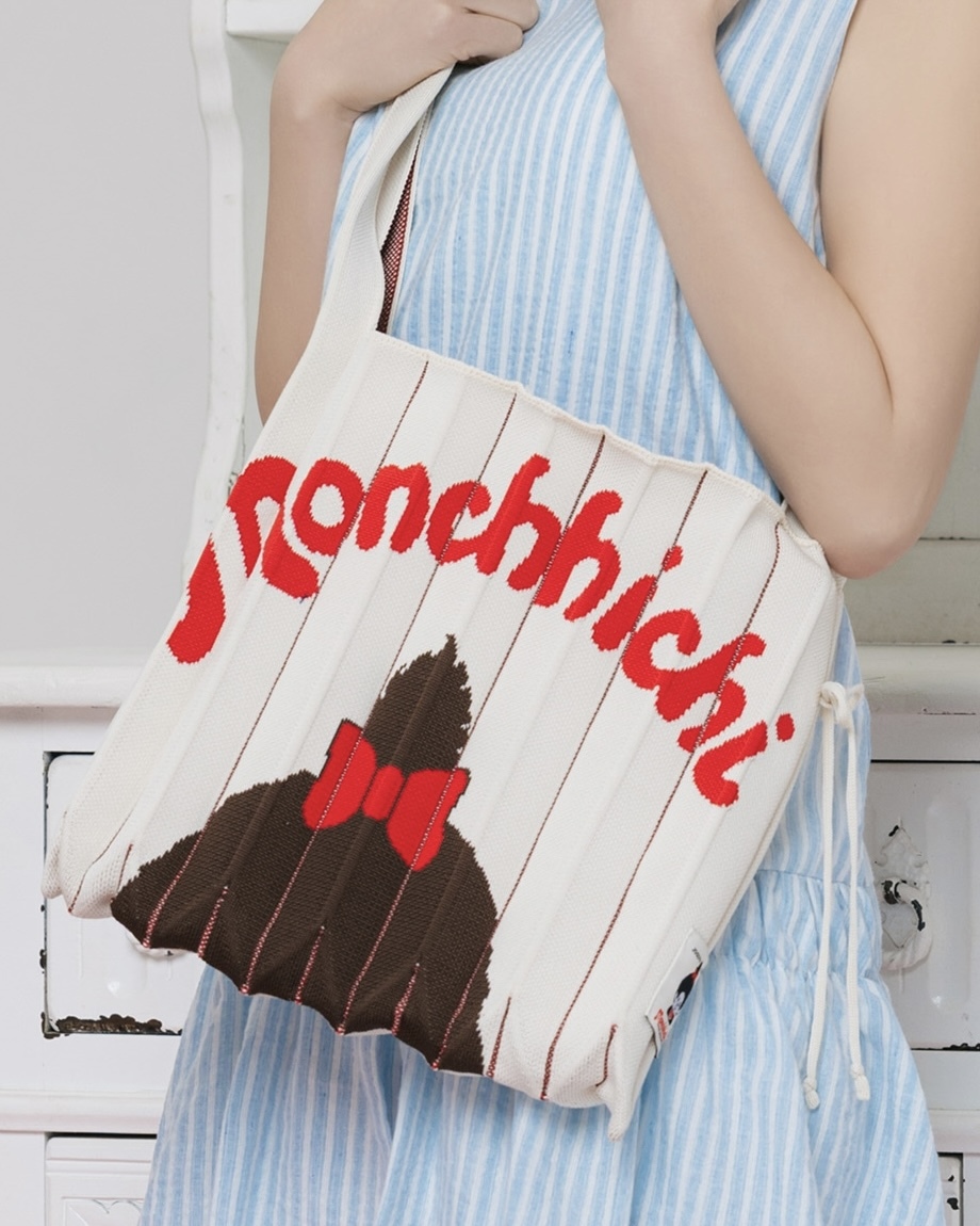 🇰🇷 JOSEPH AND STACEY X LUCKY PLEATED KNIT CROSSBODY MONCHHICHI 夢奇奇 蒙奇奇 聯名款 針織包 風琴包 側背包 單肩包 / 預購