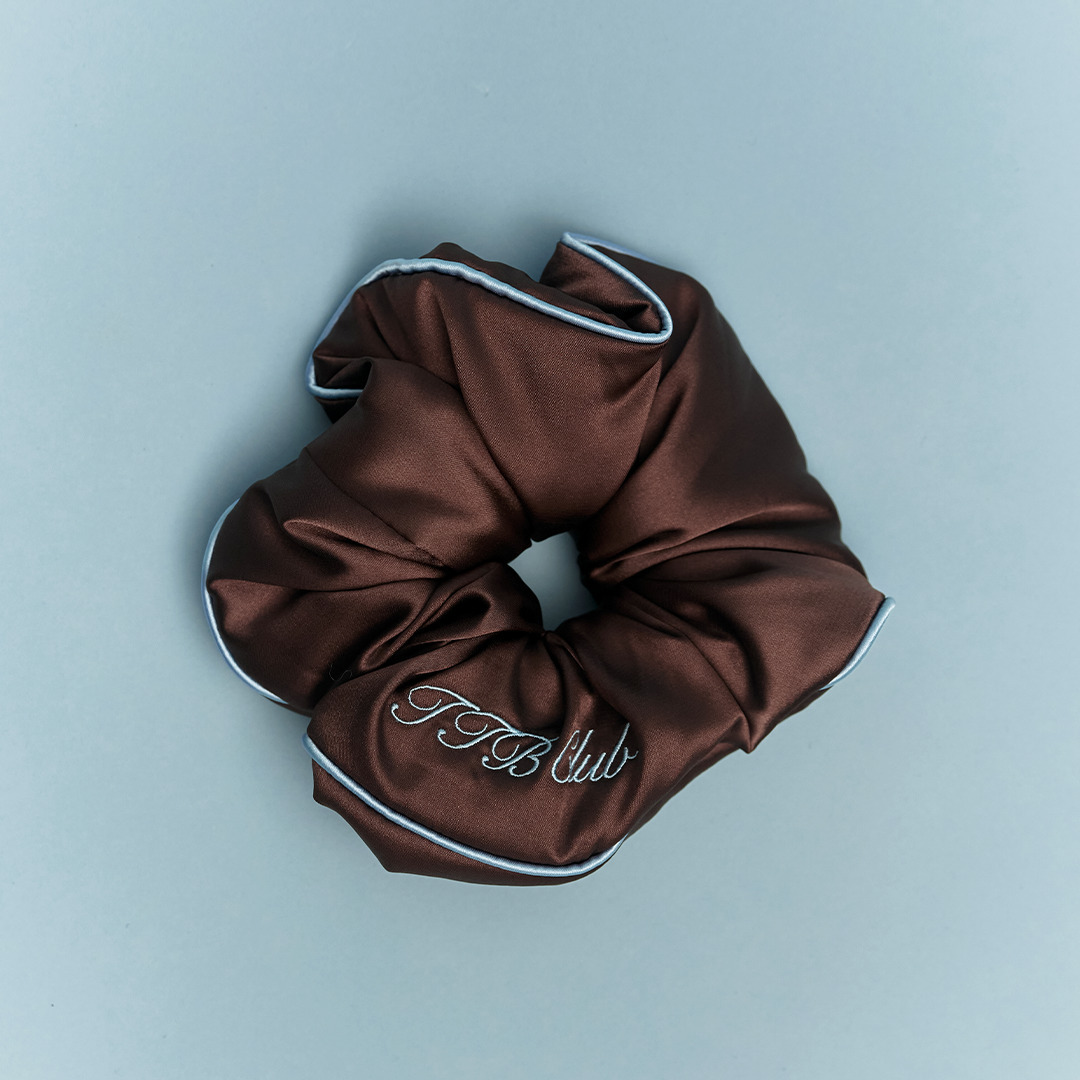 TTB CLUB 刺繡絲綢髮圈（鹽系可麗露-麗露咖）