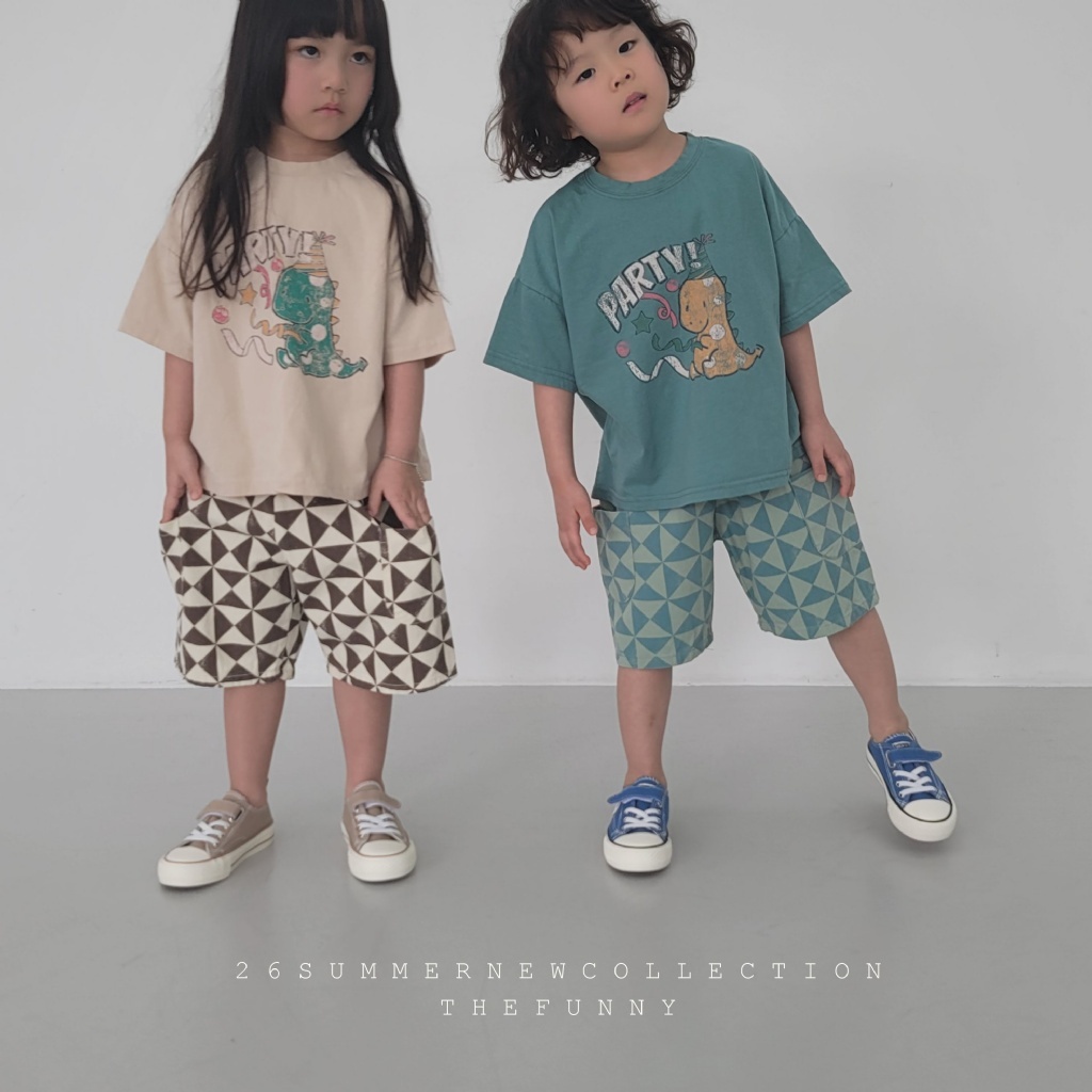 正韓夏thefunny 兩色菱格五分褲