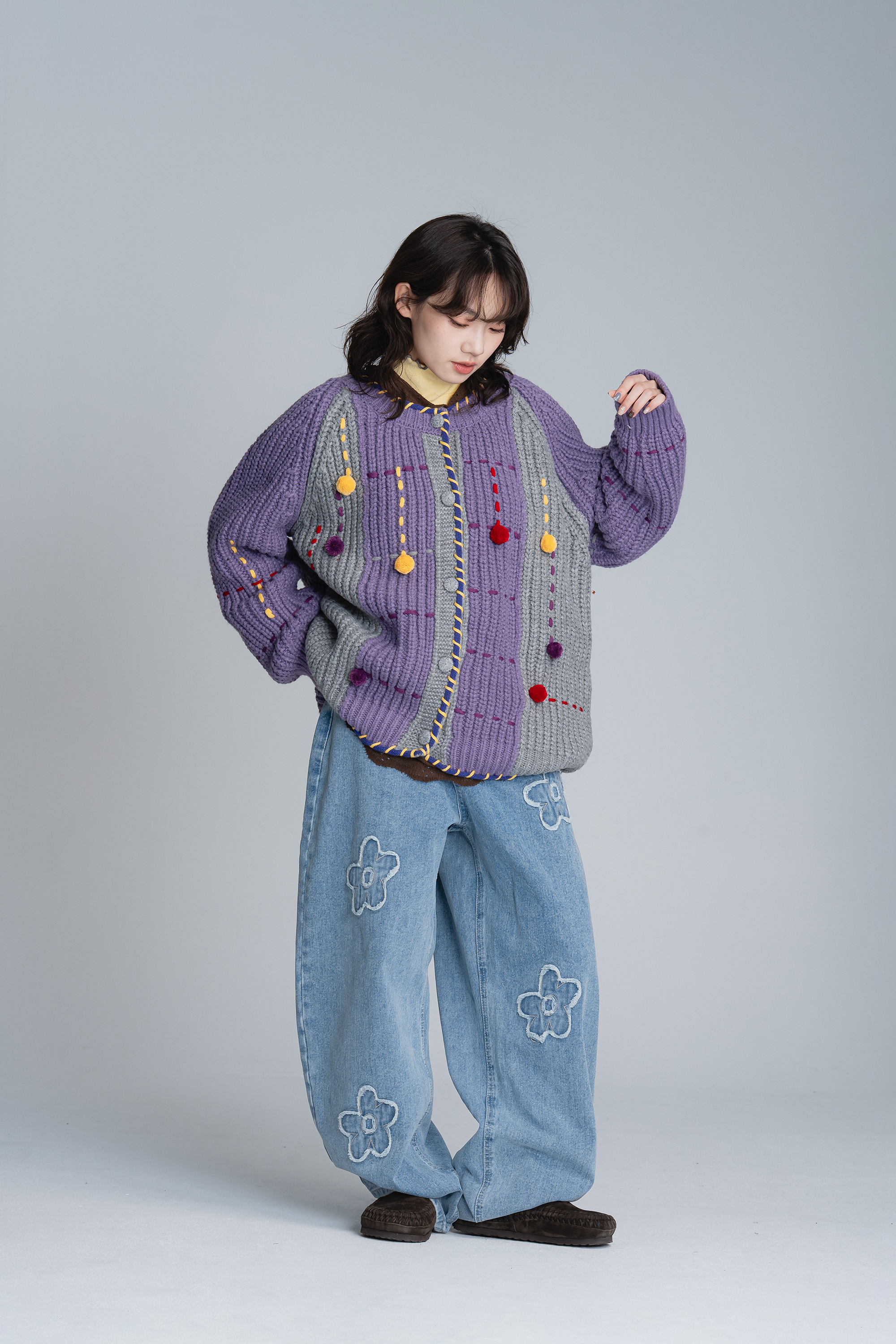 立體不收邊花花牛仔褲 3色