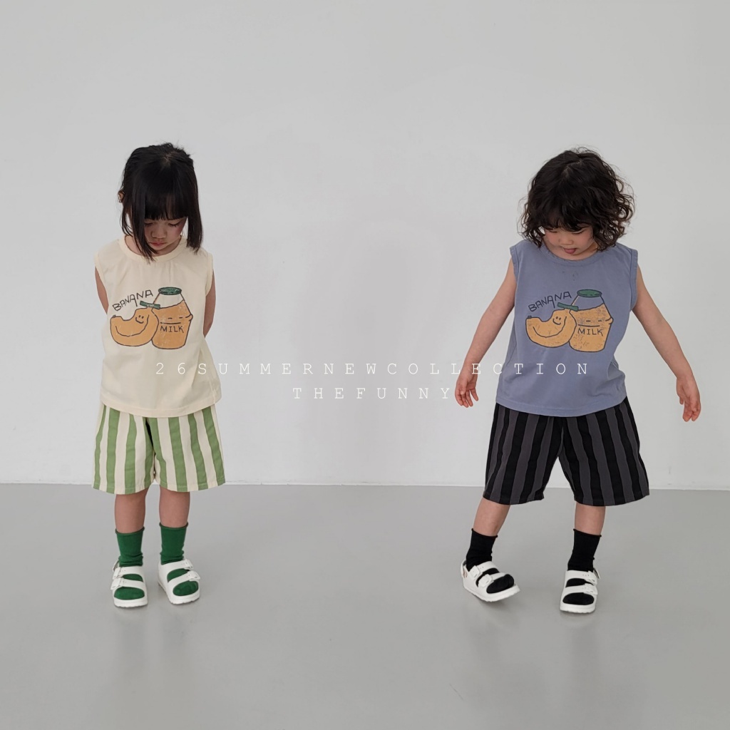 正韓夏thefunny 兩色直條五分褲