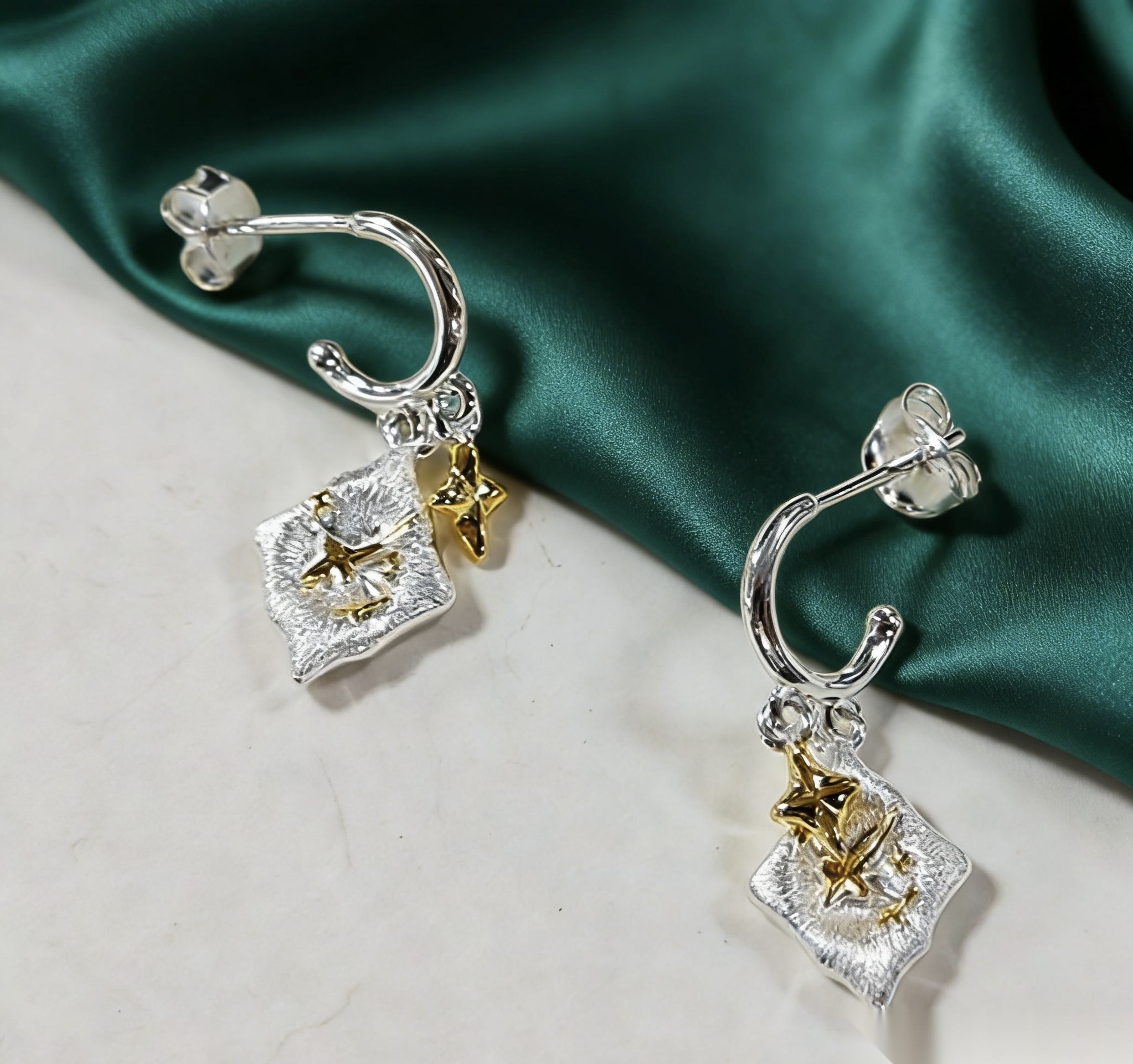 (E1) 拂撓星眠 耳環 S925 18K+厚銀- #E0231801 #AP2604