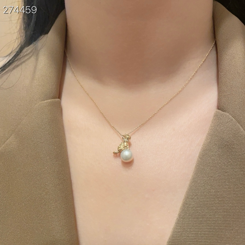 天然珍珠18K金｜貓咪珍珠項鏈