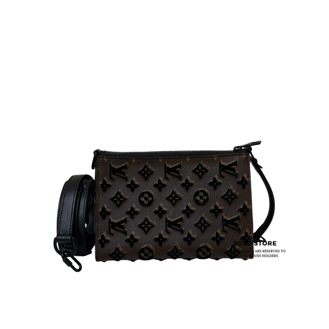 Louis Vuitton Monogram Tuffetage Triangle Messenger bag - Dark brown and black / BHW
