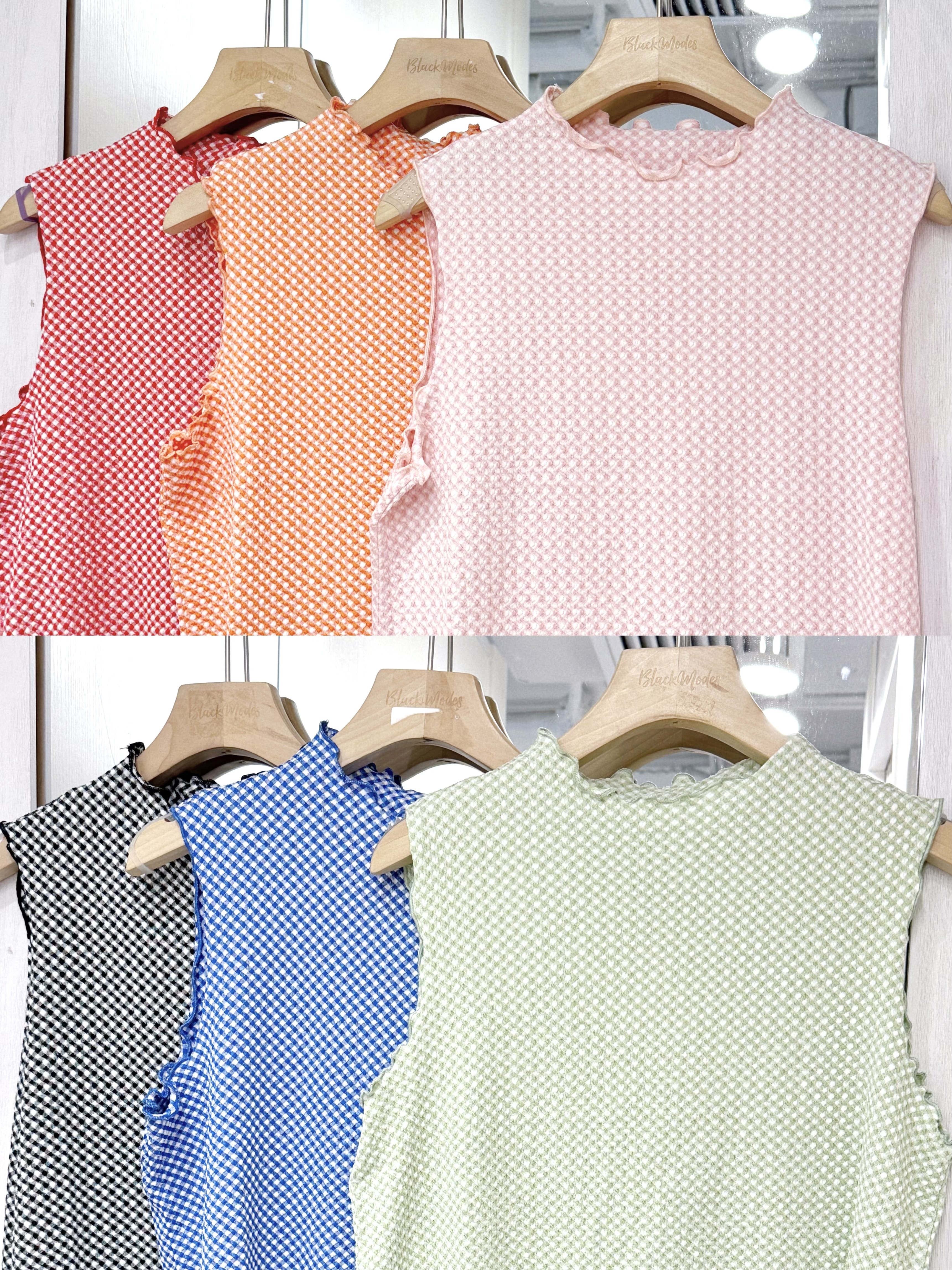 EA1232｜多巴胺色日系ruffle格紋背心⋆｡˚🎨₊˚ ༘