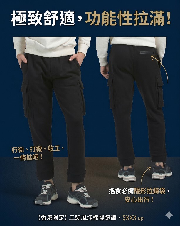 【預購】KARL LAGERFELD PARIS H031316 男裝休閒工裝長褲