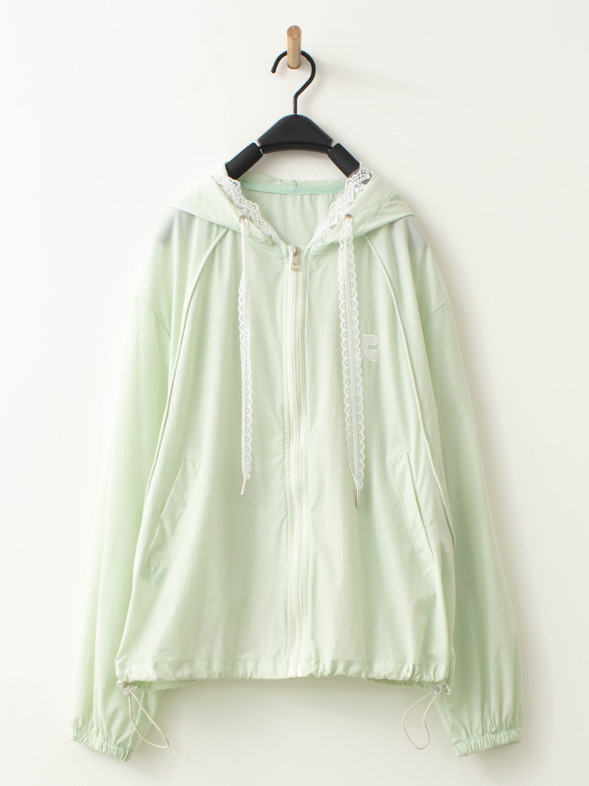 蕾絲織帶防曬連帽外套