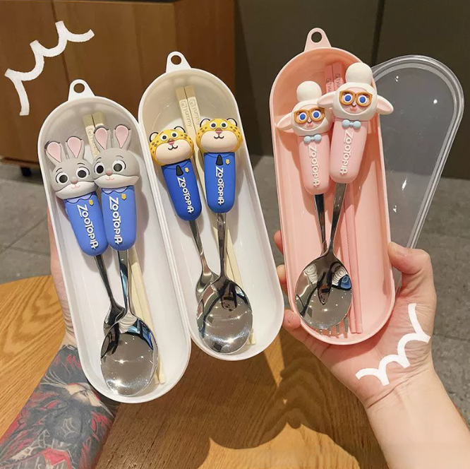 任選兩件$300【H0510】304不鏽鋼動物方程式系列便攜餐具套組