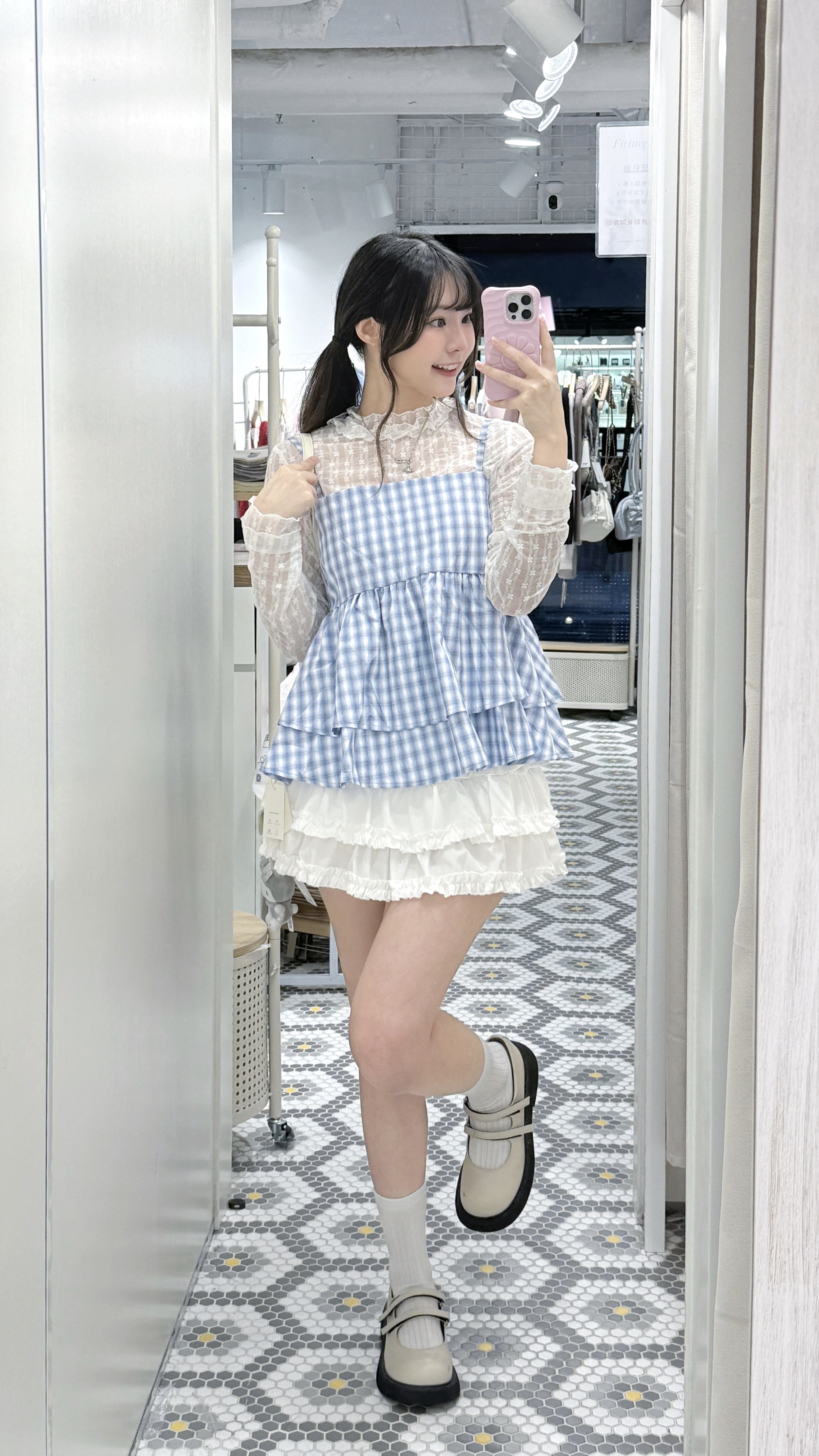 EA1230｜可愛野餐風格紋吊帶TOP 🎀₊⊹