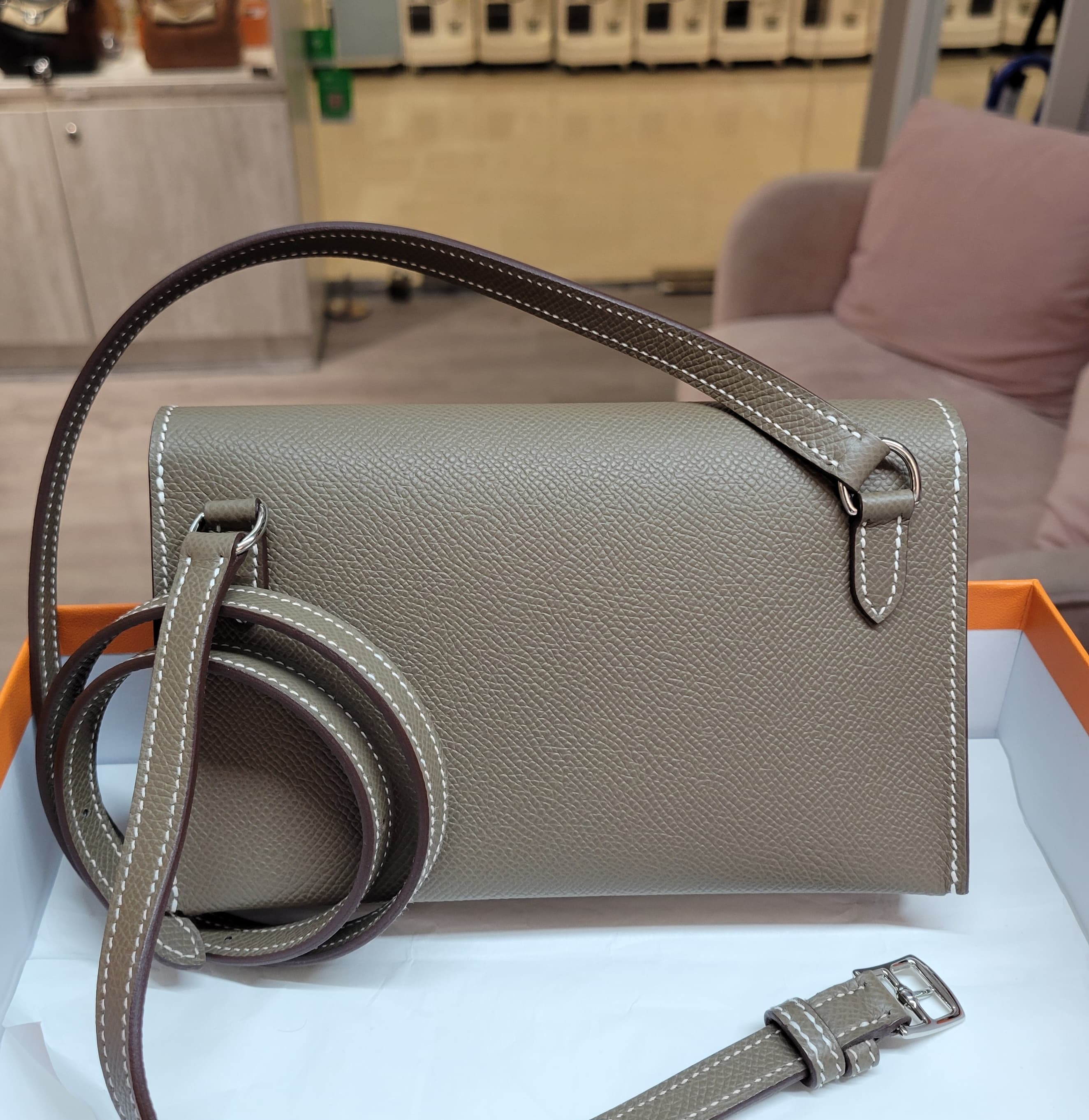 HERMES SNAP WALLET  ETOUPE CK EPSOM 大象灰 銀扣