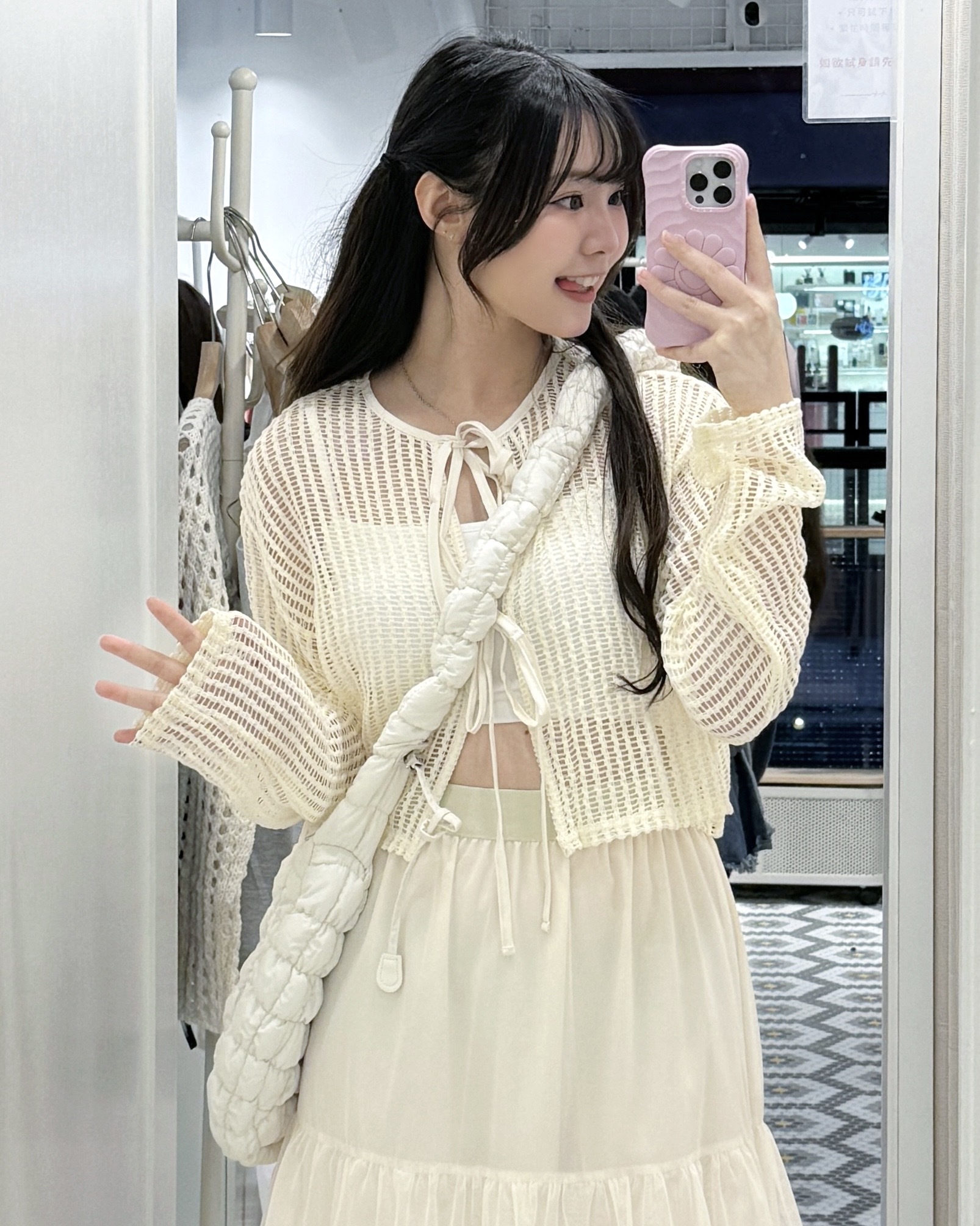 JP1190｜日本直送.ᐟ.ᐟ 雙蝴蝶設計網狀綁帶外套₊୨ৎ ྀི