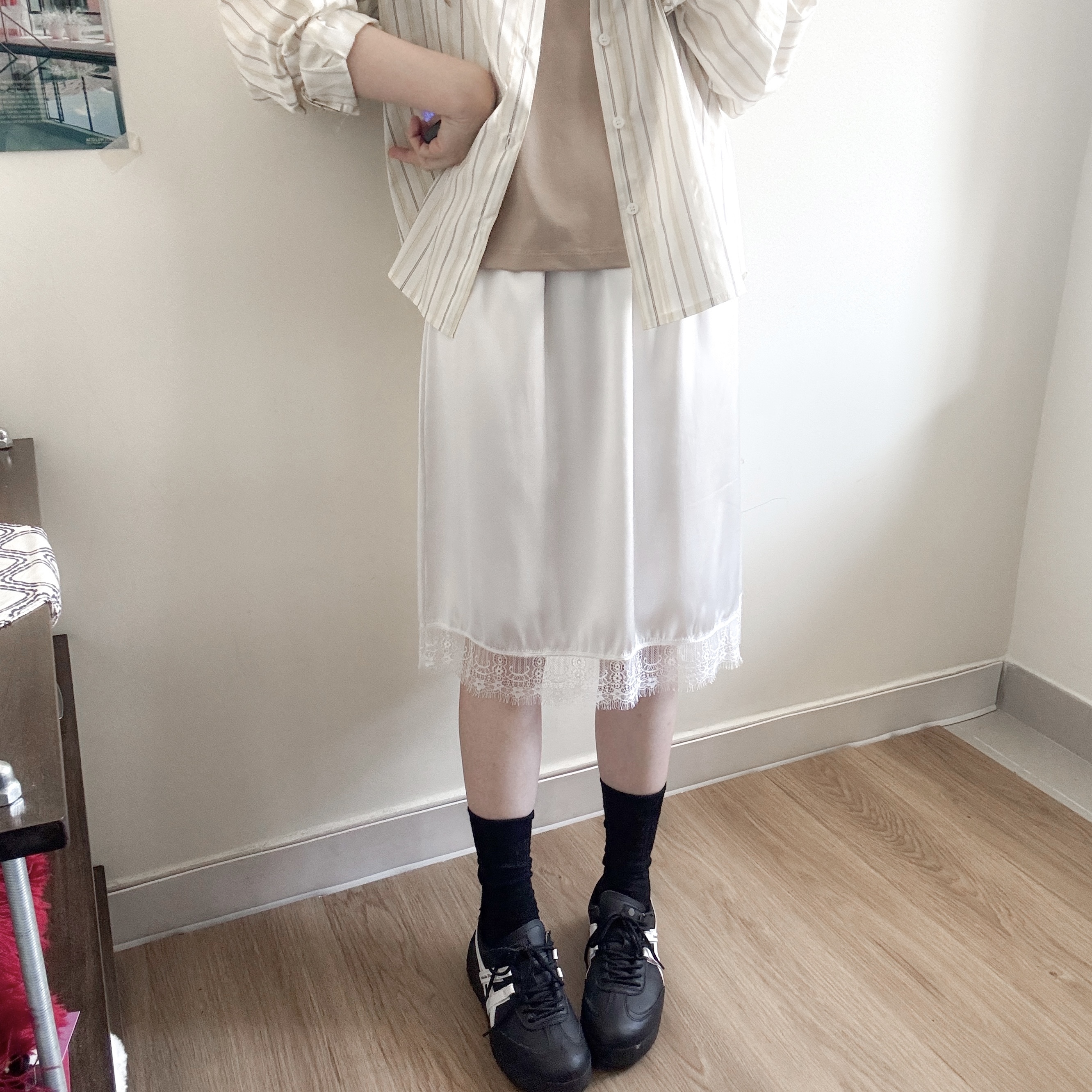 歐美風緞面lace半身裙