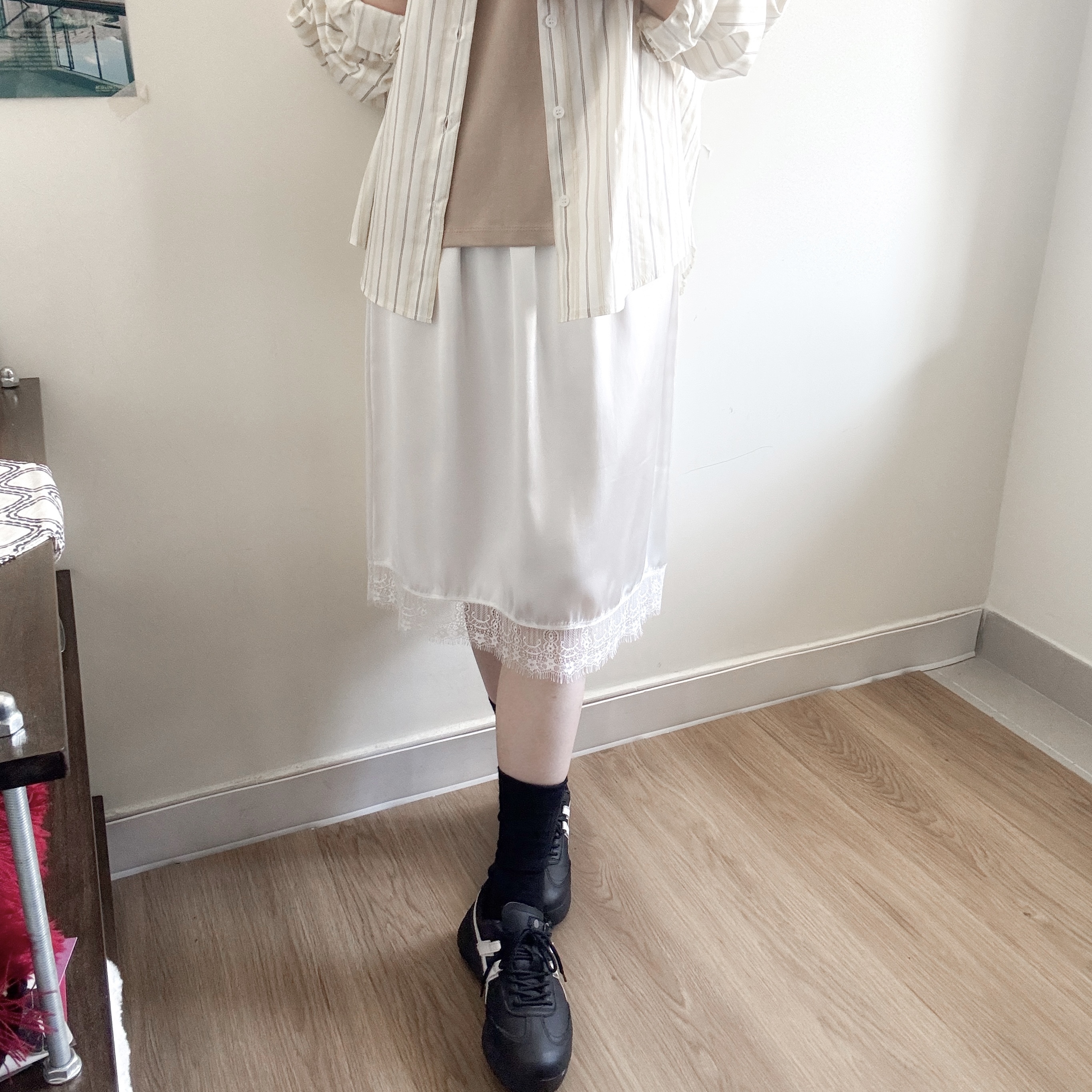 歐美風緞面lace半身裙