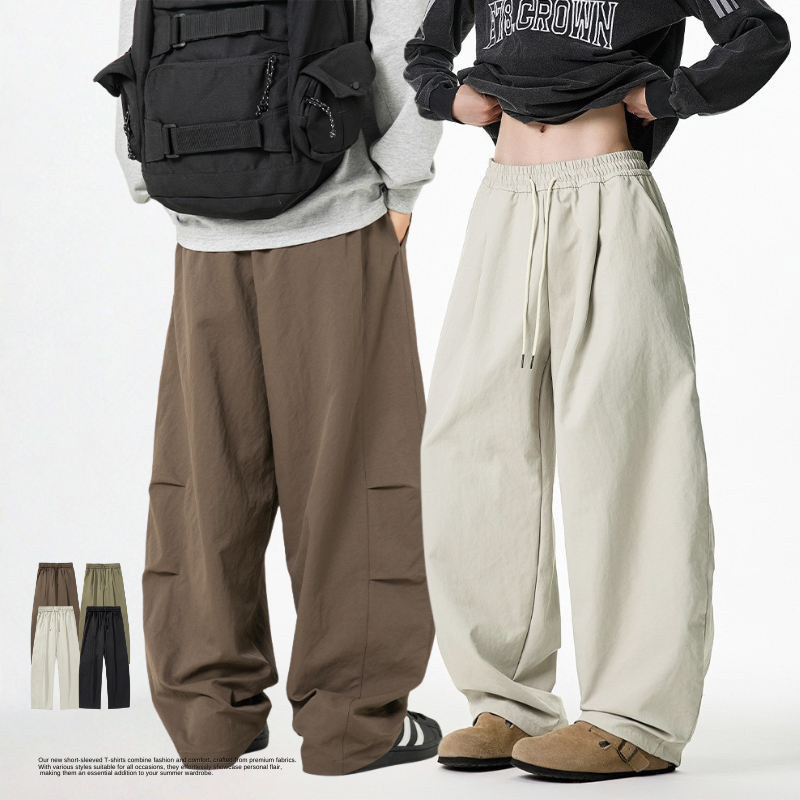 日系街頭 舒適打摺寬褲