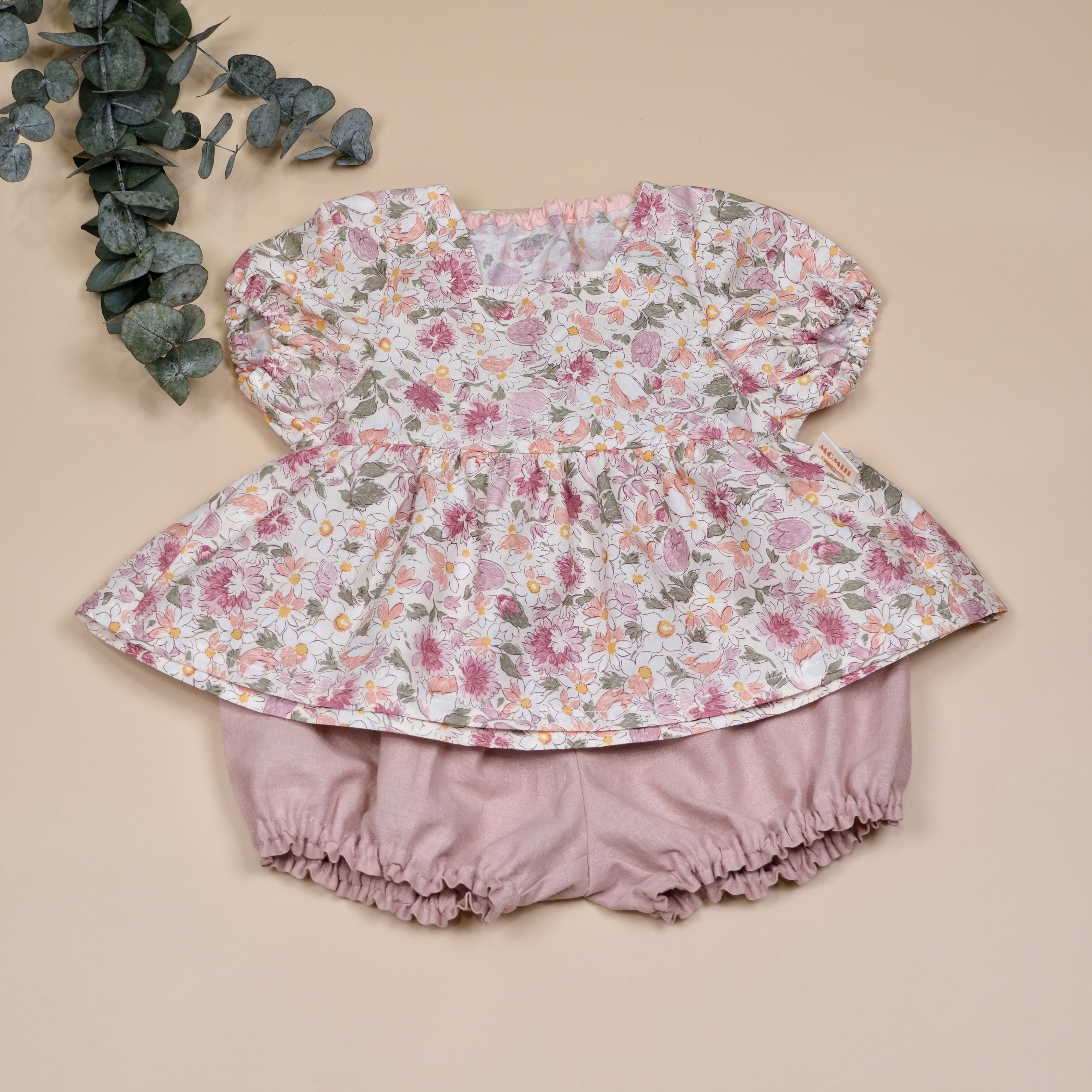 Jardin Doux 柔霧花園套裝系列 ✤ 奶杏 ✤ 手作花園上衣泡泡短褲套裝