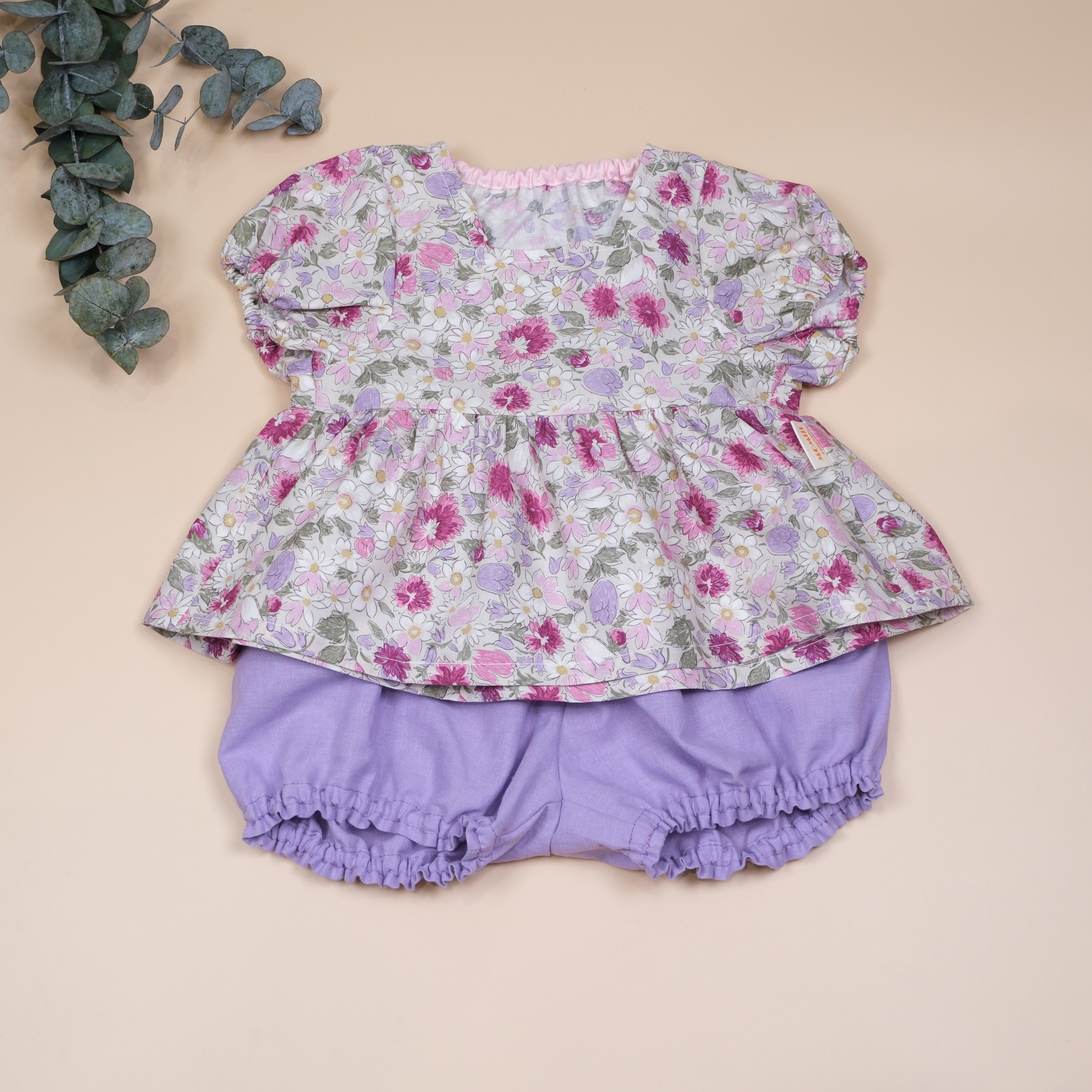 Jardin Doux 柔霧花園套裝系列 ✤ 櫻粉 ✤ 手作花園上衣泡泡短褲套裝