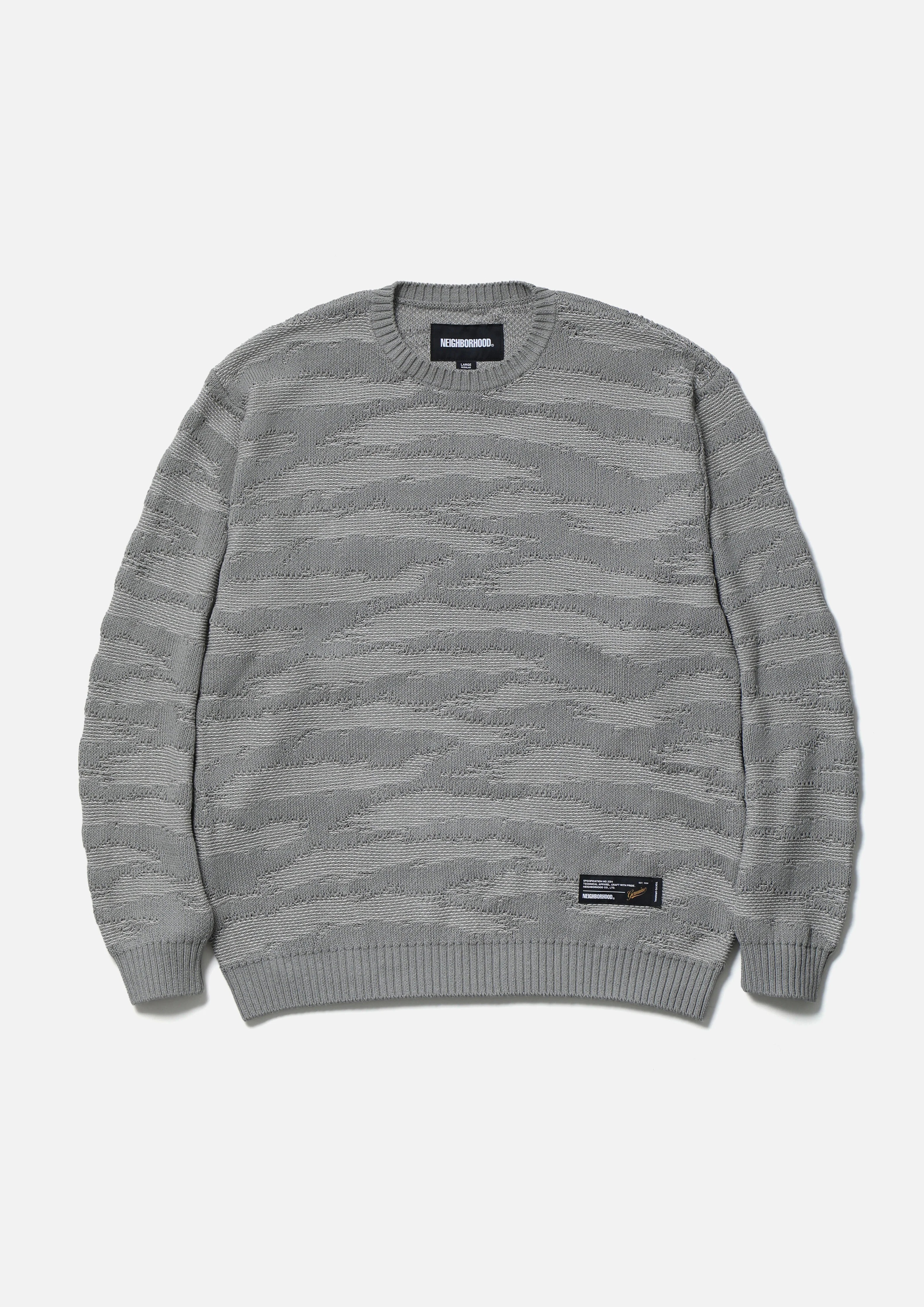 -(B4e01)-NEIGHBORHOOD CAMO PATTERN CREWNECK SWEATER 迷彩 圓領毛衣 黑/灰色-261FUNH-KNM02