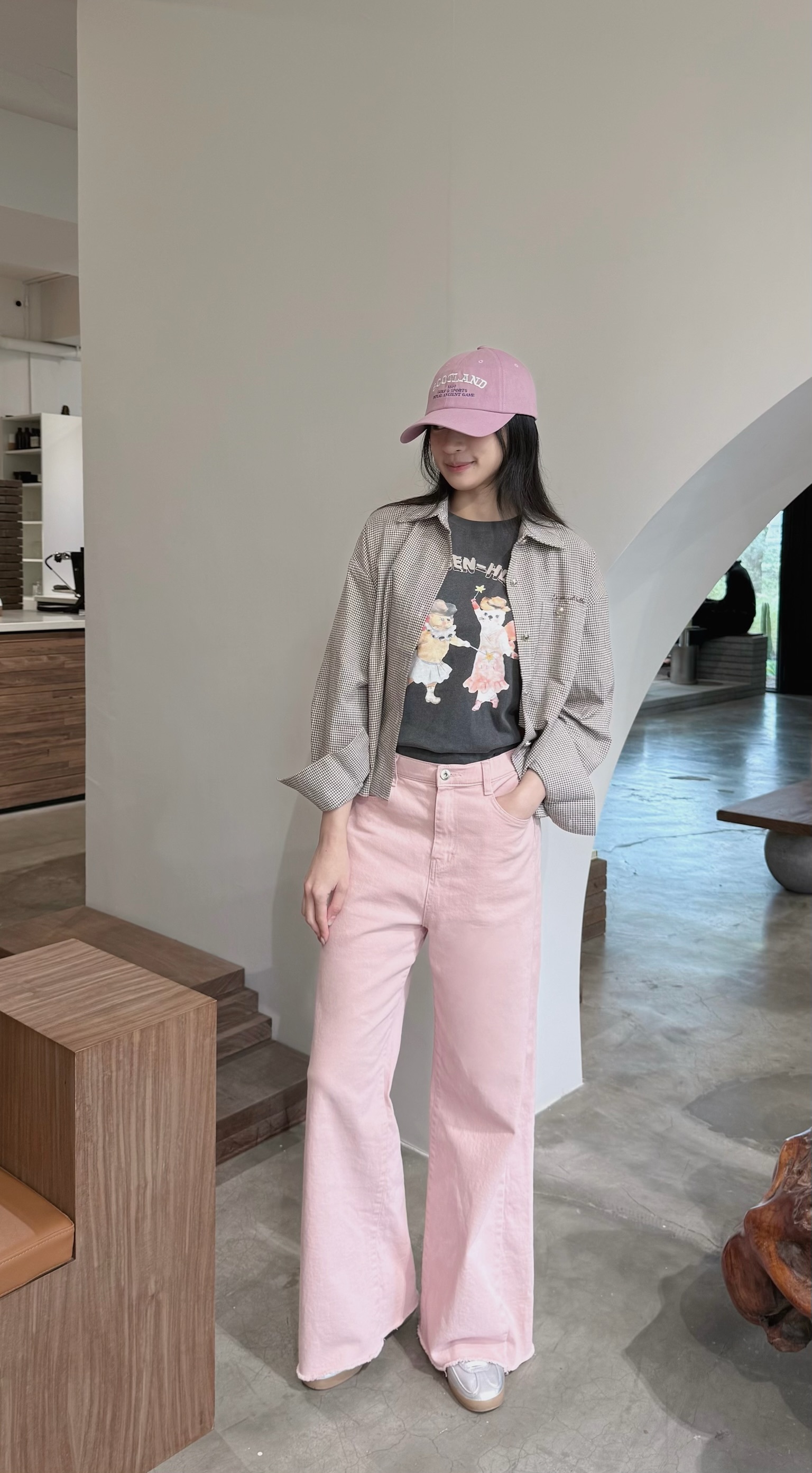 質感刺繡格紋襯衫