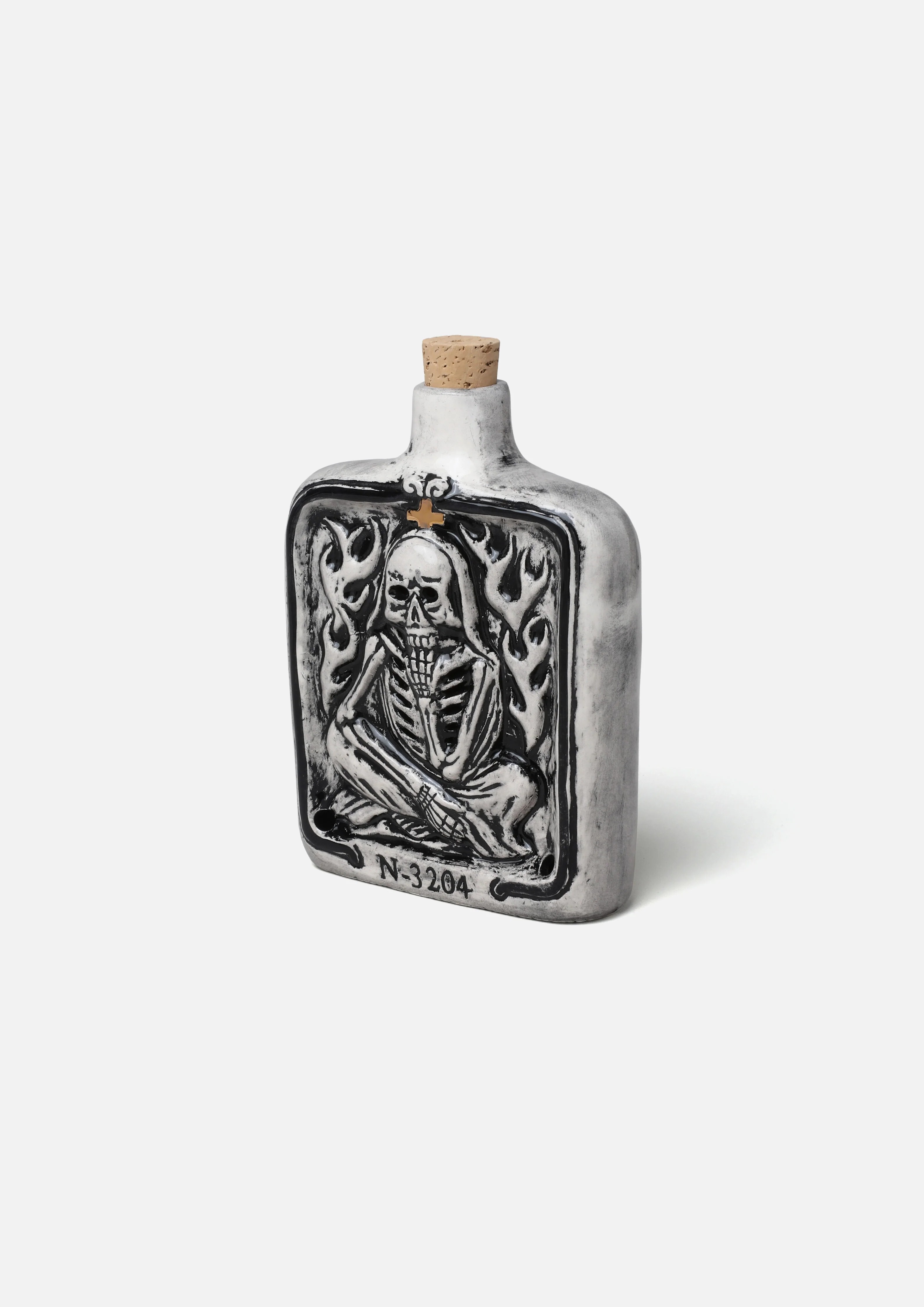 -(C032)-NEIGHBORHOOD BOTTLE INCENSE CHAMBER 復古酒瓶 骷髏圖案 線香座 黑/藍色-261AINH-AC01