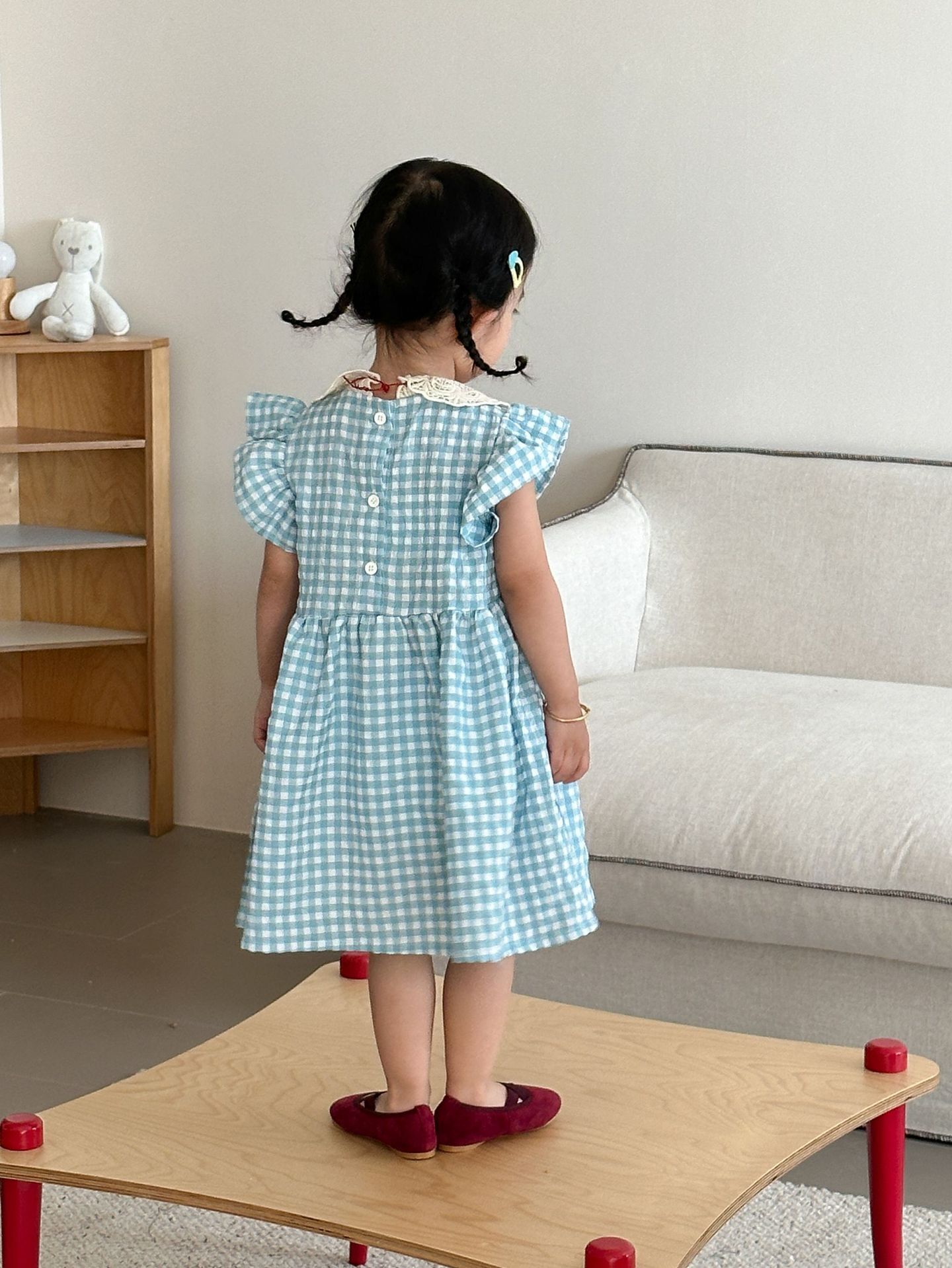 天藍小格 短袖套裝/裙裝