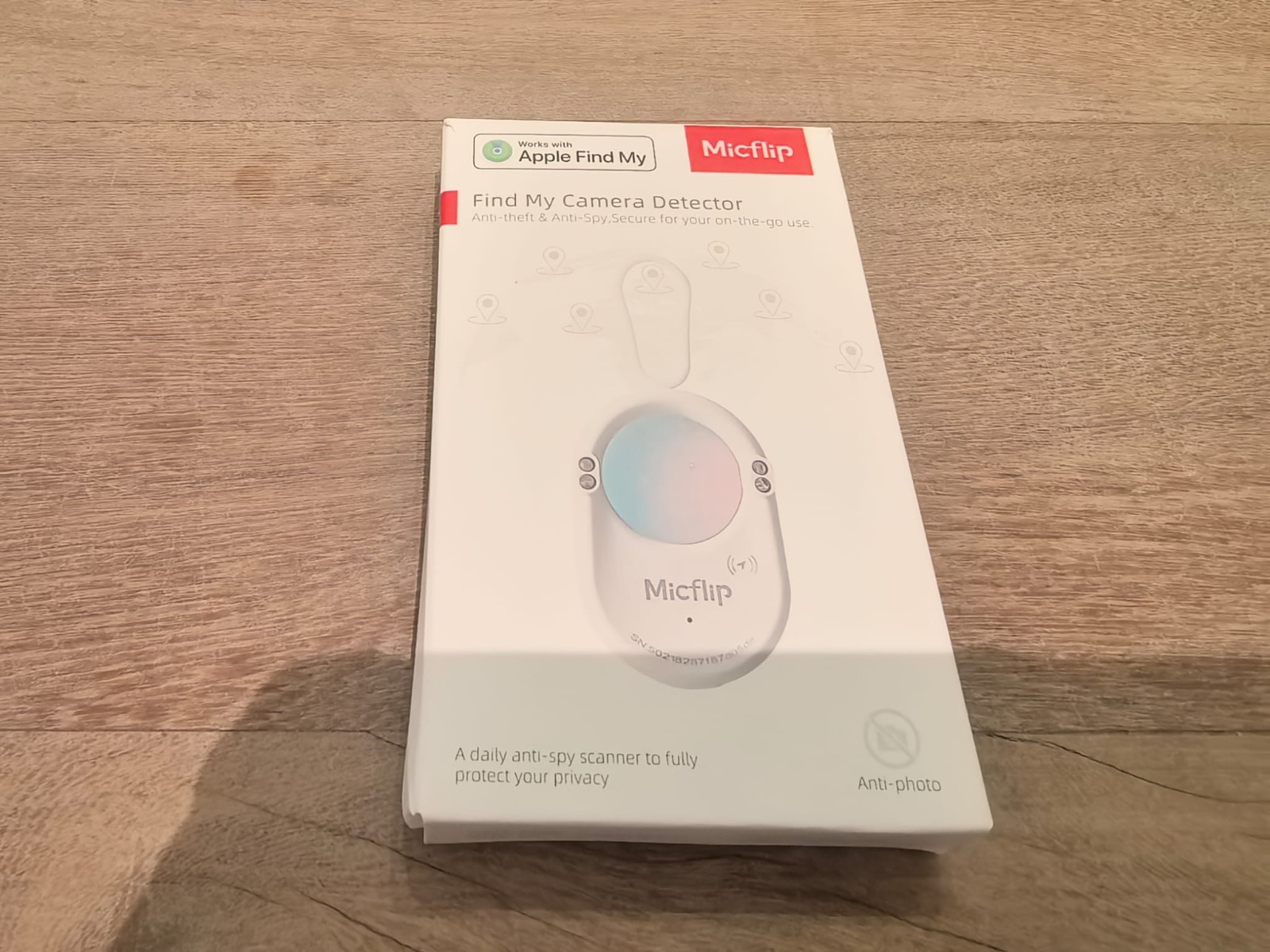 O2W SELECTION MICFLIP FIND MY CAMERA DETECTOR ANTI-THEFT & ANTI-SPY 12G WHITE