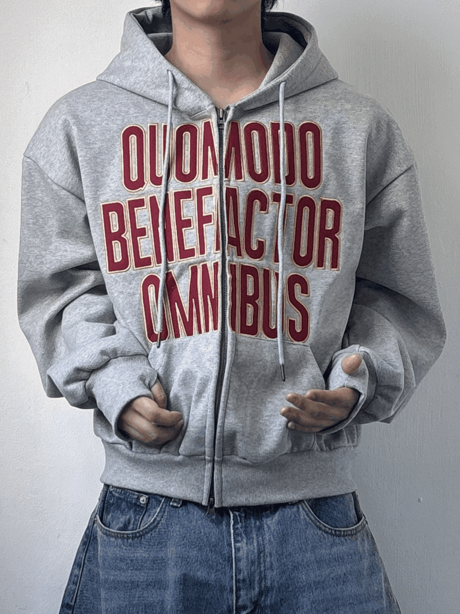 刺繡連帽短款夾克 休閒褲 套裝