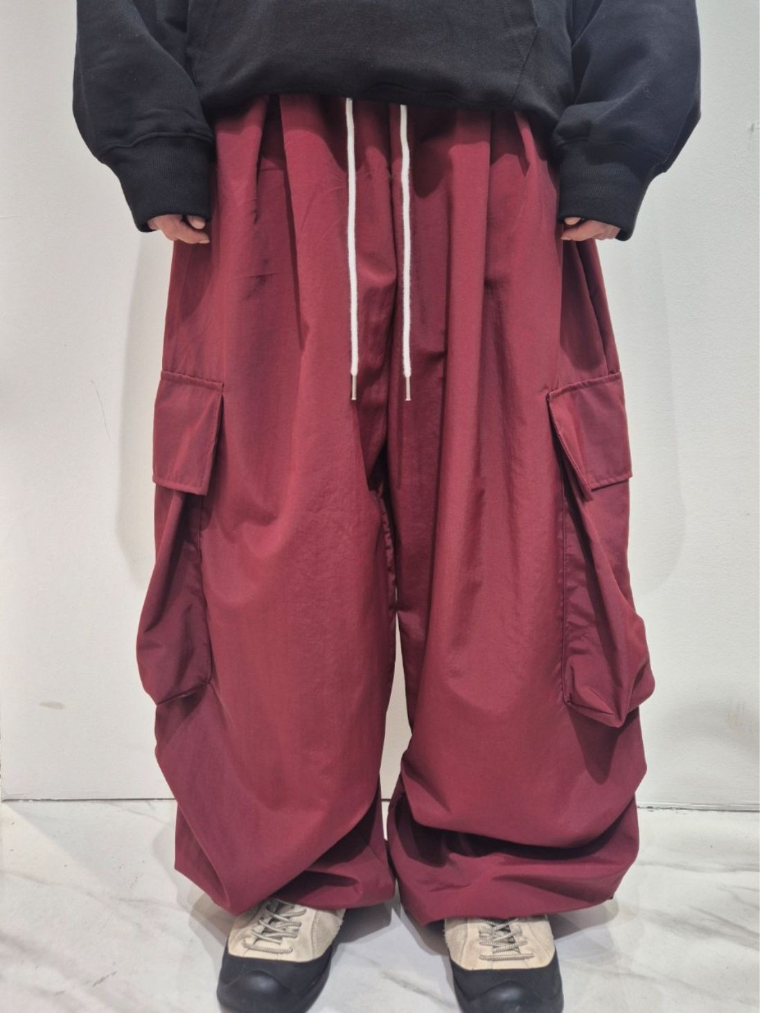 淨色可束腳工裝鬆身褲 P3259