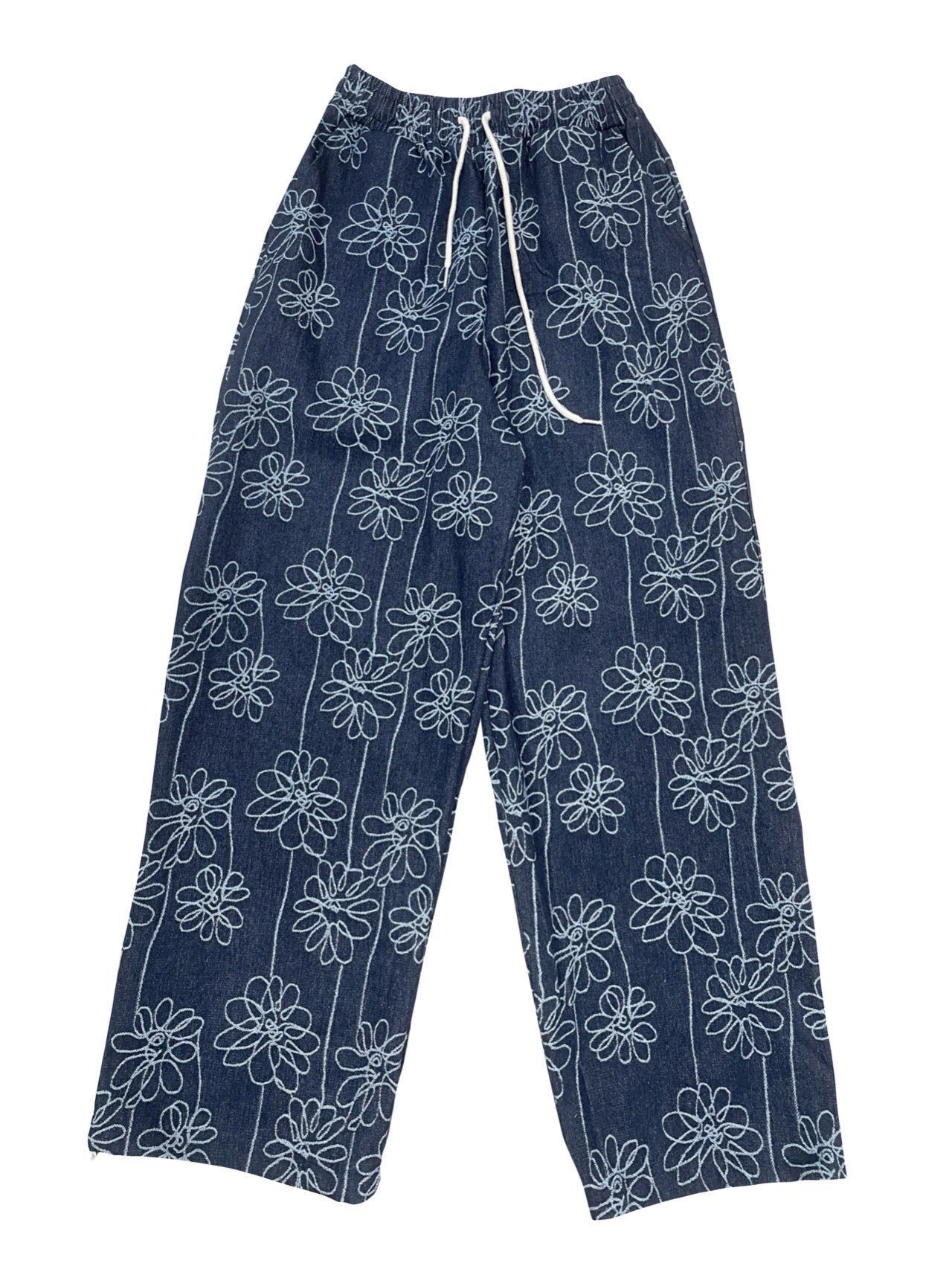 花花圖案可束腳鬆身褲 P3264