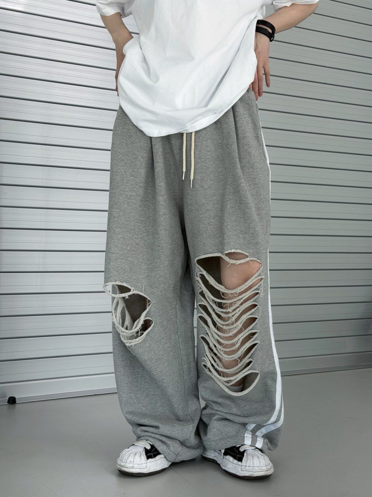 雙間破洞可束腳運動褲 P3267