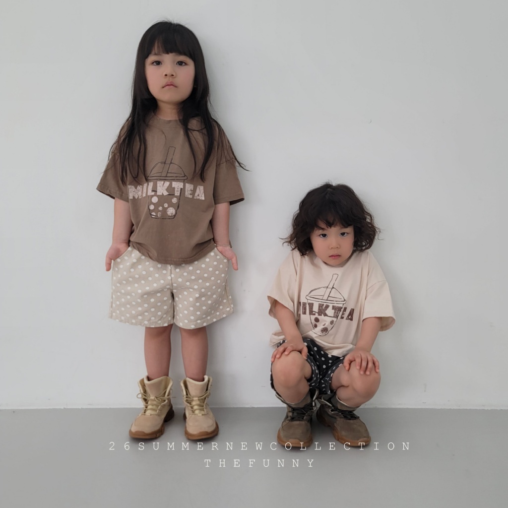 正韓夏thefunny 珍珠奶茶短袖上衣