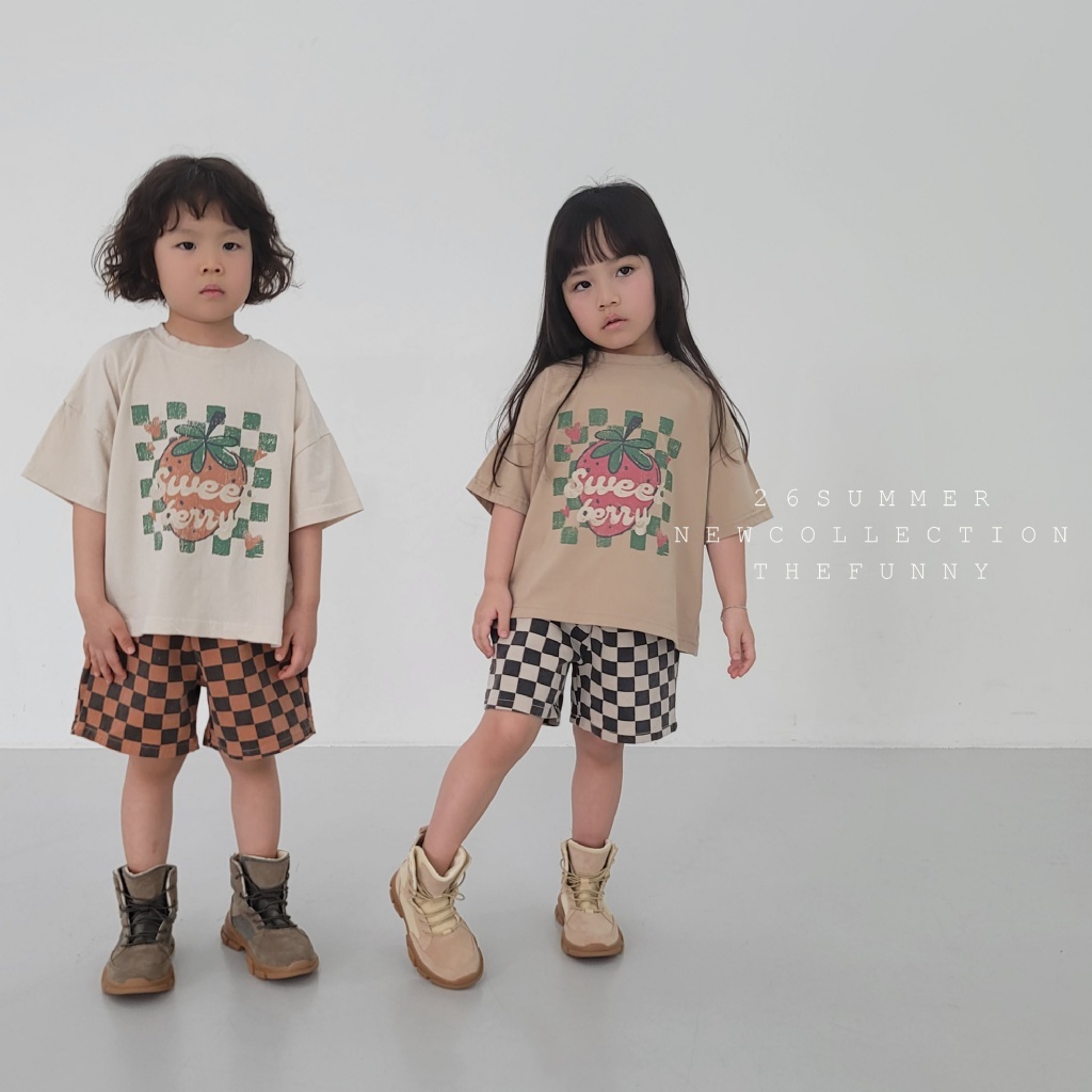 正韓夏thefunny  兩色棋盤格短褲