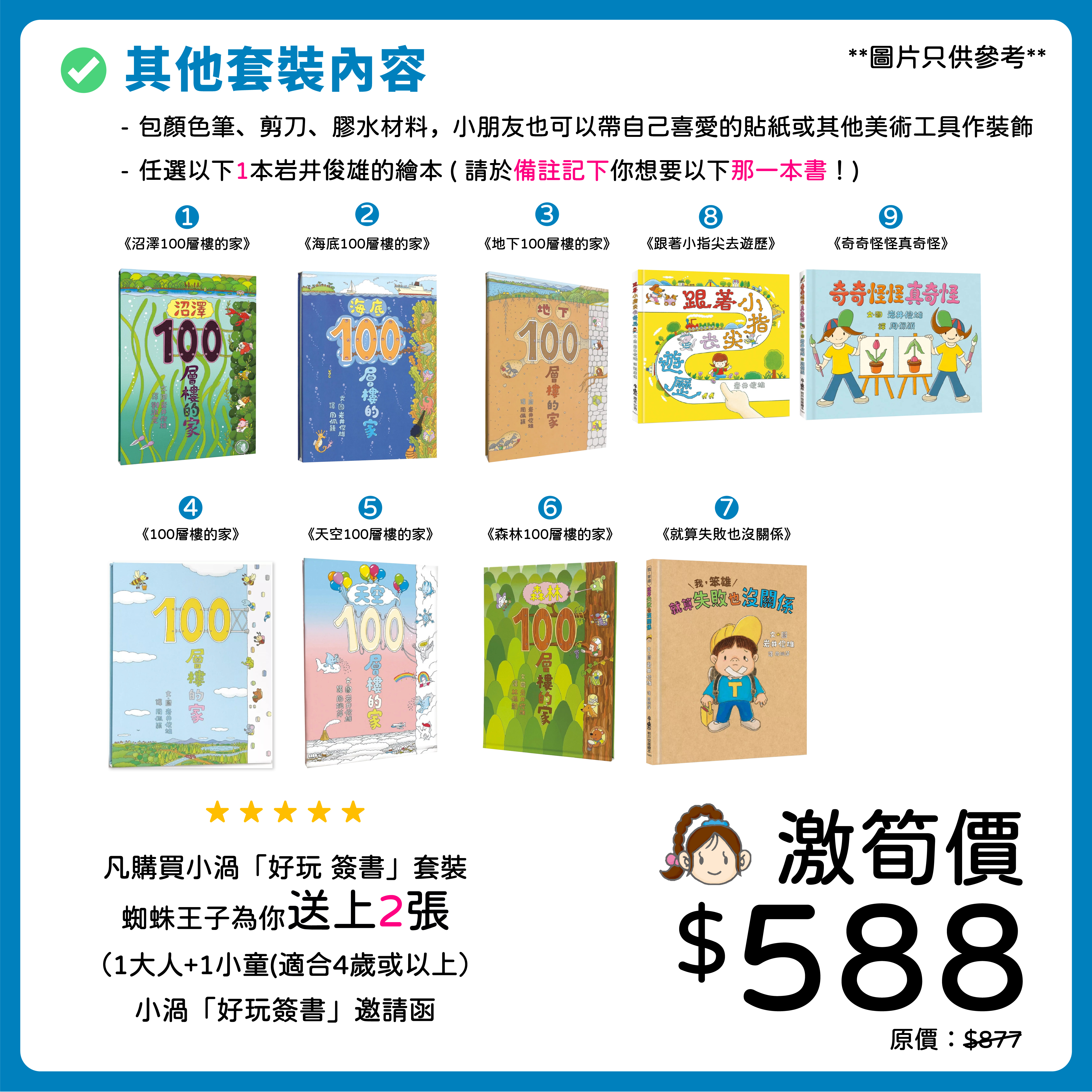 小渦「好玩簽書」套裝 - 一同建築「100層樓的家」！親子工作坊