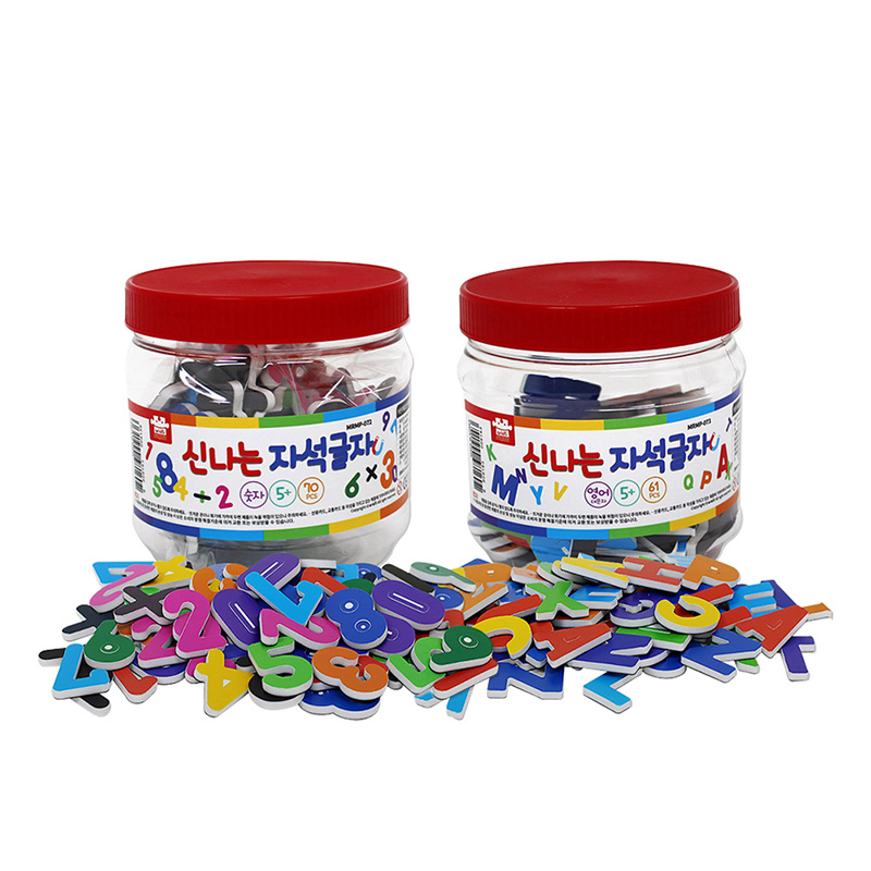 【韓國 Ariati 磁貼教具】桶裝磁力貼遊戲組-數字運算 (70pcs)+英文字母 (61pcs)