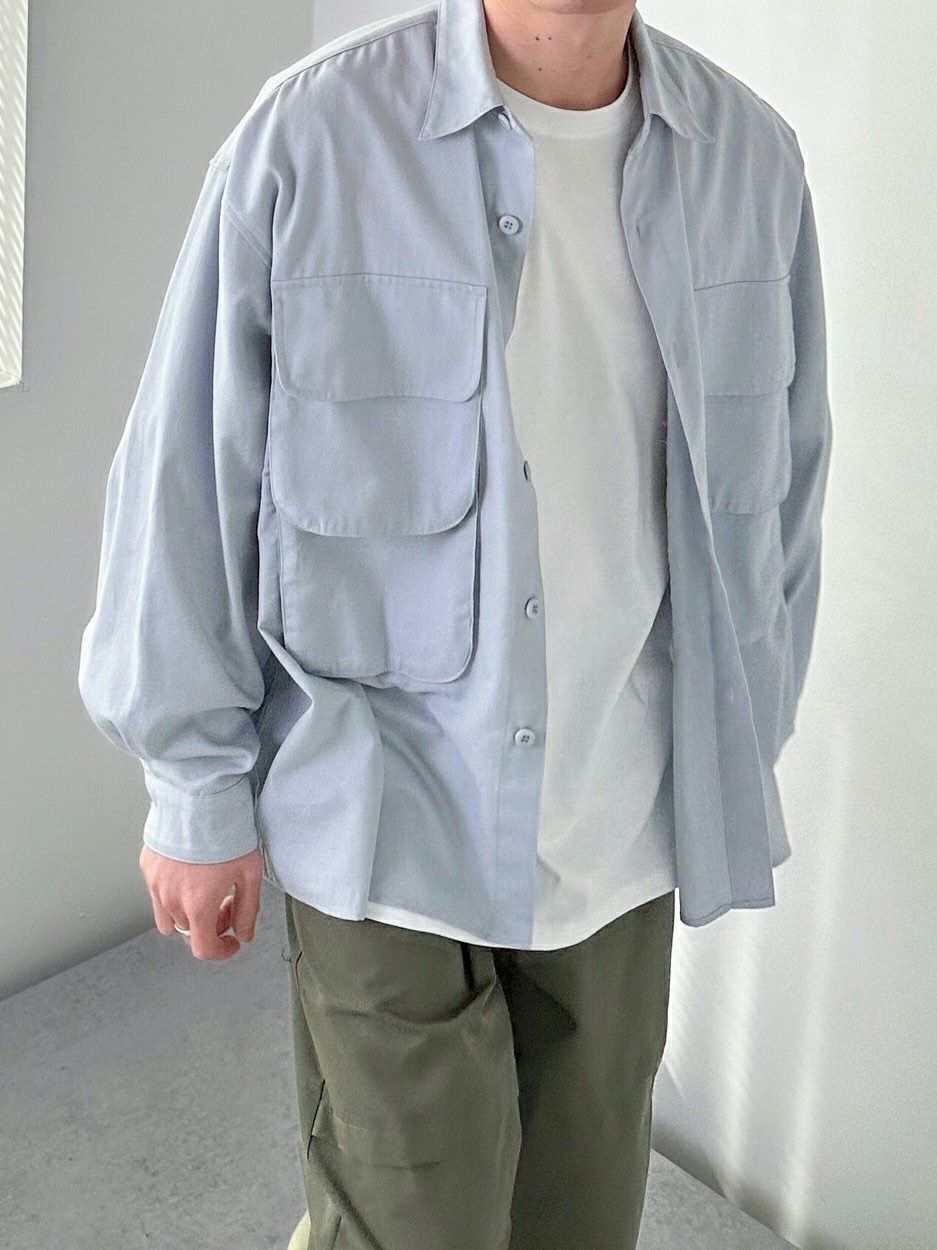 淨色雙袋口長袖恤衫 S1968