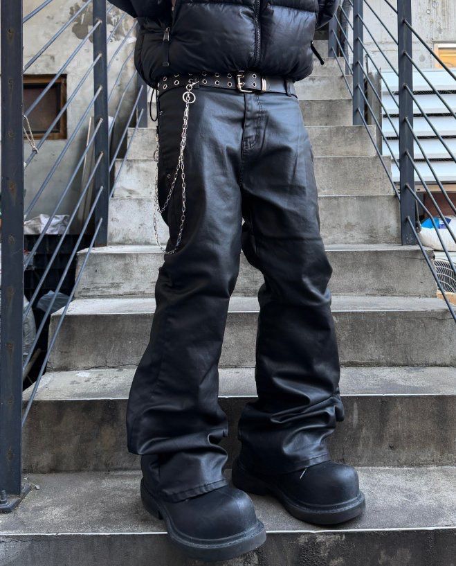 合成皮喇叭褲 P2146