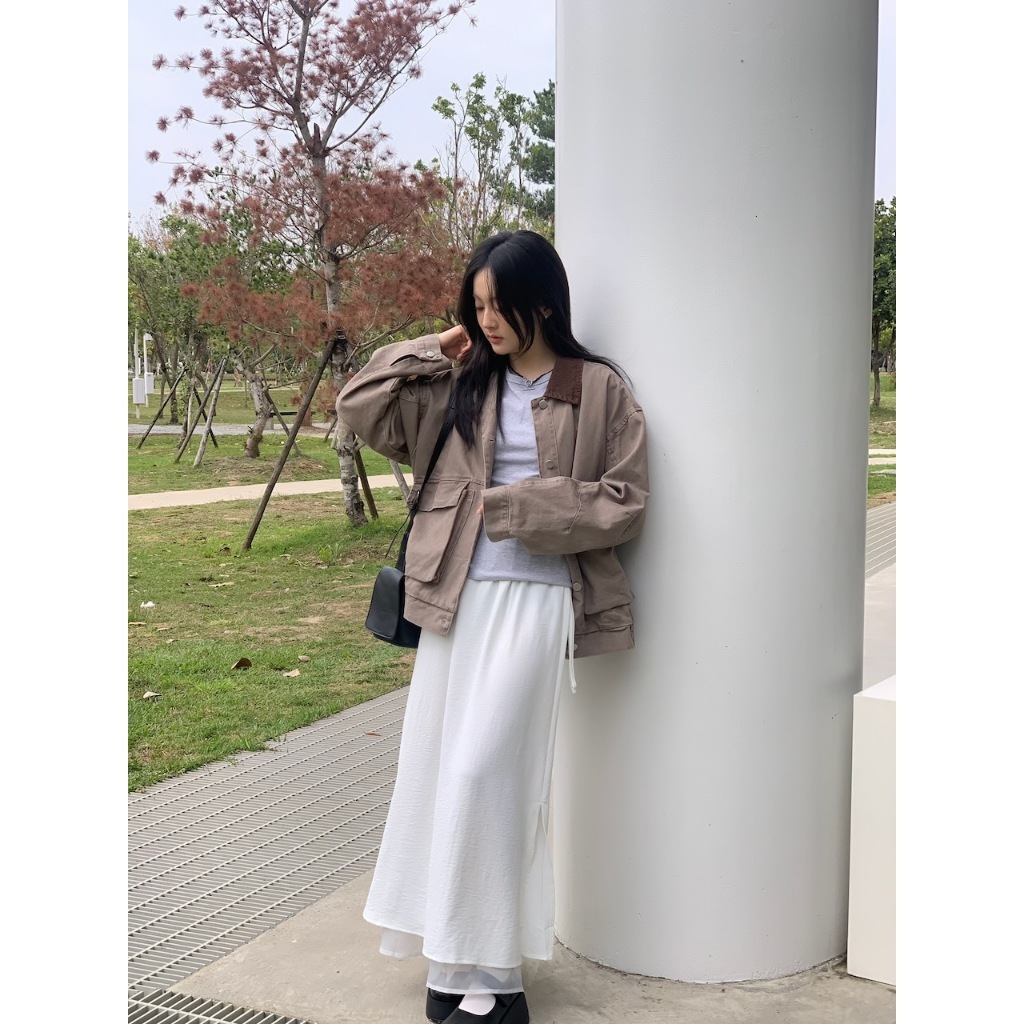 A18 日常感的側開衩雙層紗裙 #4526