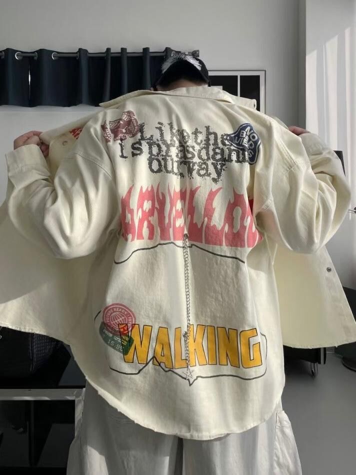 英文字圖案長袖恤衫 VAMPIRE-001S