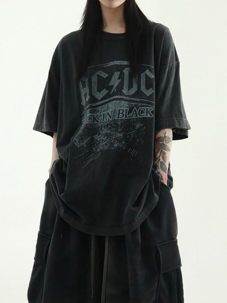 洗水英文字圖案短袖Tee ARCHIVE-350T