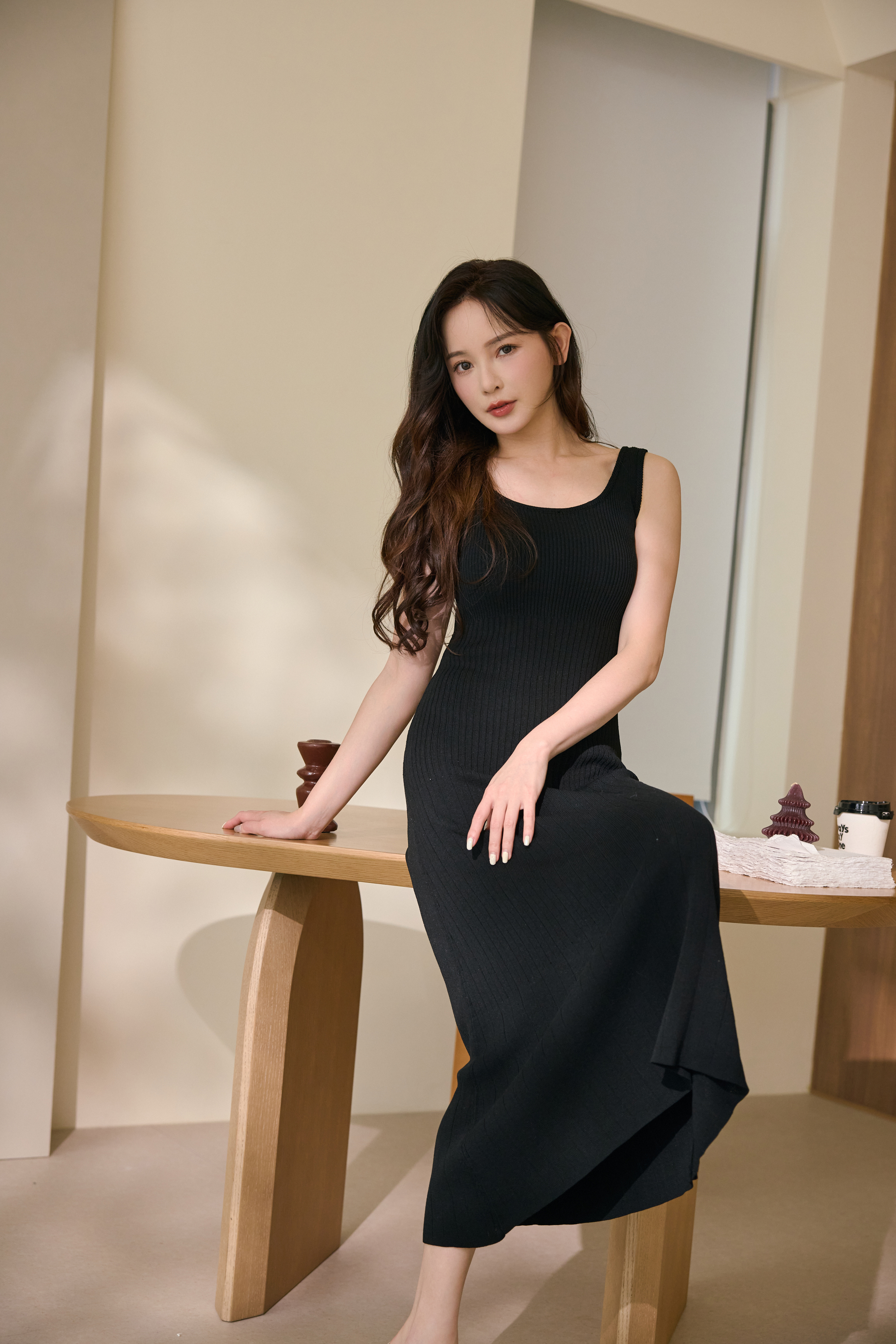 絕美三段式針織長洋（黑）