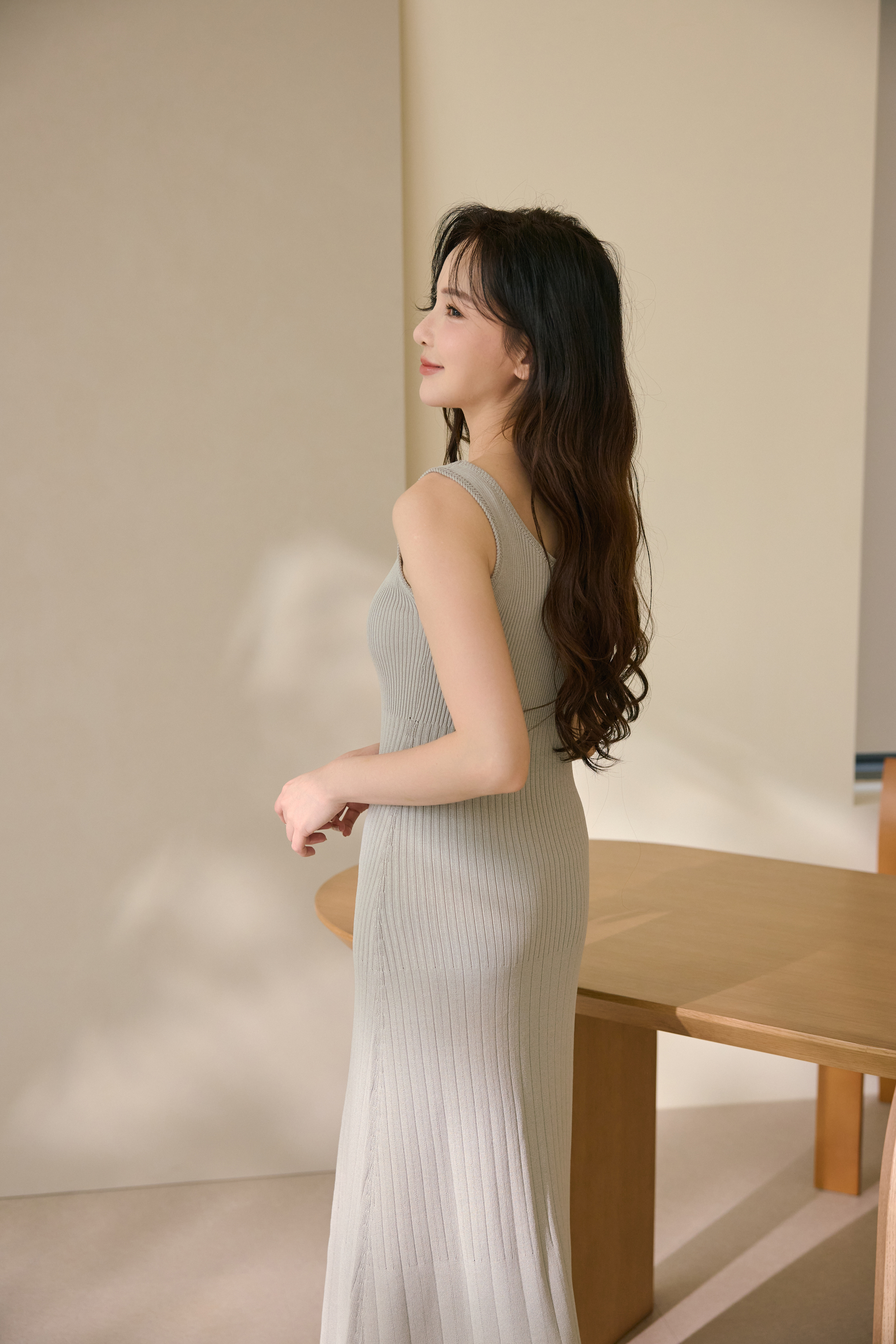 絕美三段式針織長洋（灰）